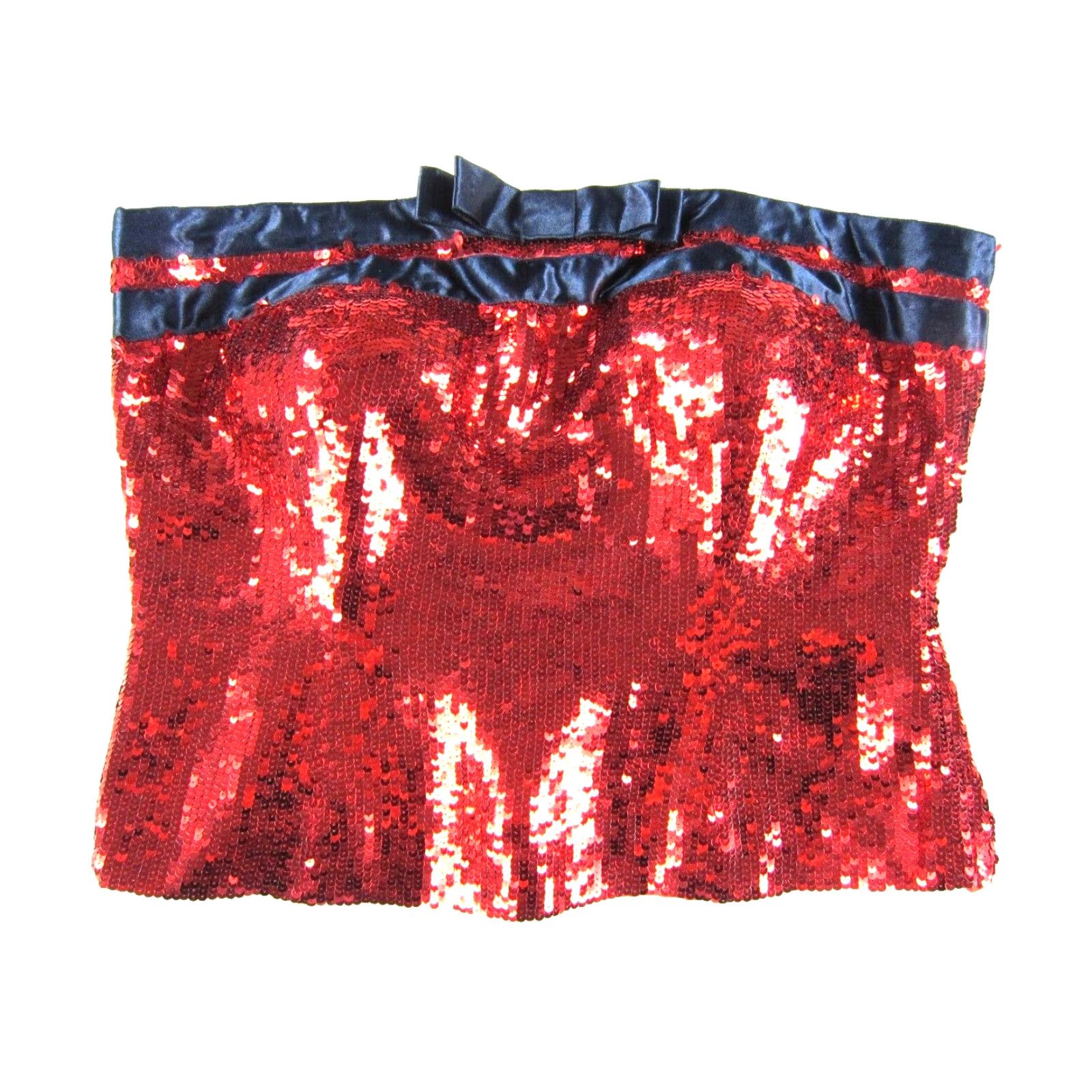 Bill Blass NWT Bill Blass Top Women 10 Red Navy Blue Silk Strapless Bustier Sequin Size L / US 10 / IT 46 - 2 Thumbnail