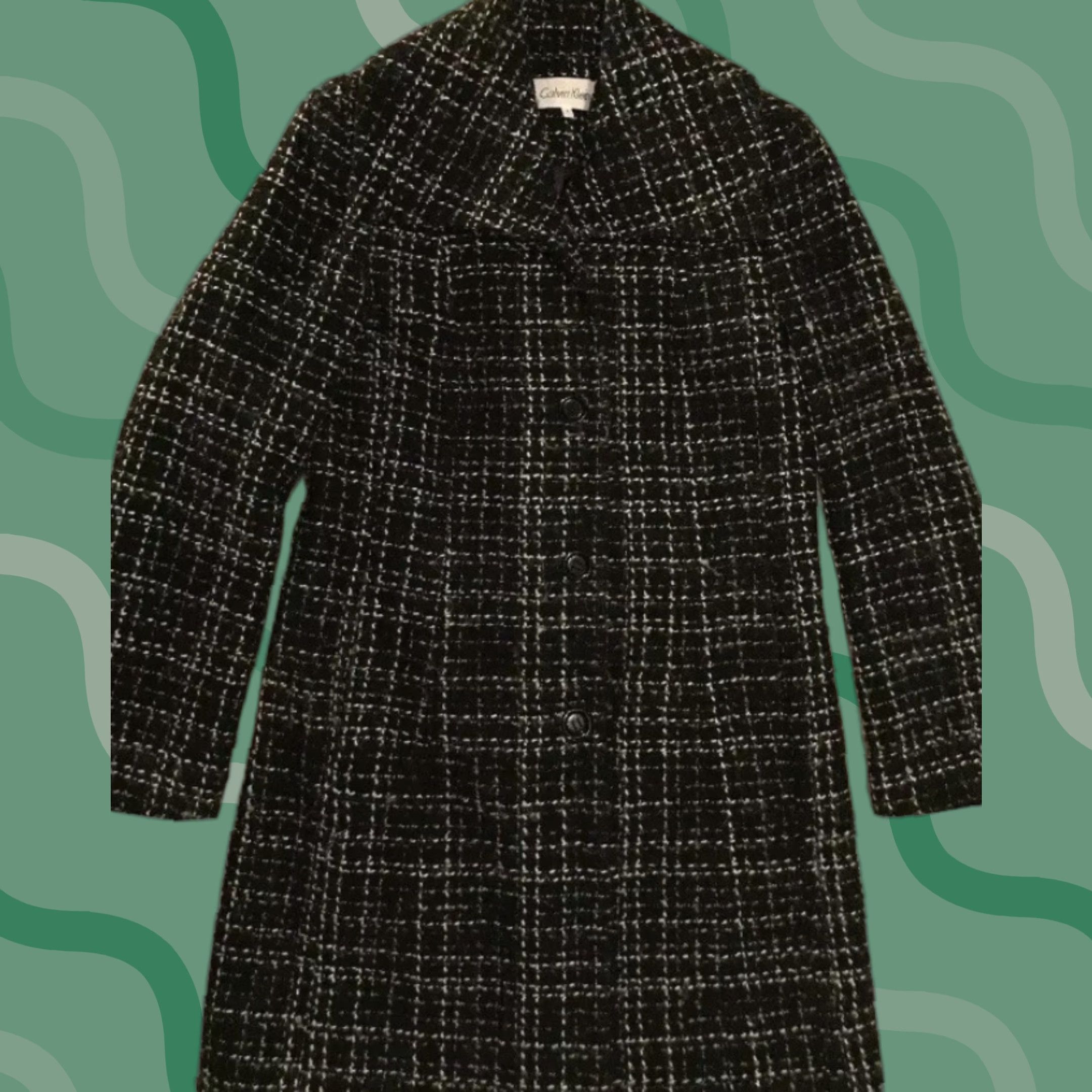 Calvin Klein Calvin Klein Women’s Wool Black White Pea Coat Sz 4 Winter Jacket Great Cond. Size S / US 4 / IT 40 - 1 Thumbnail