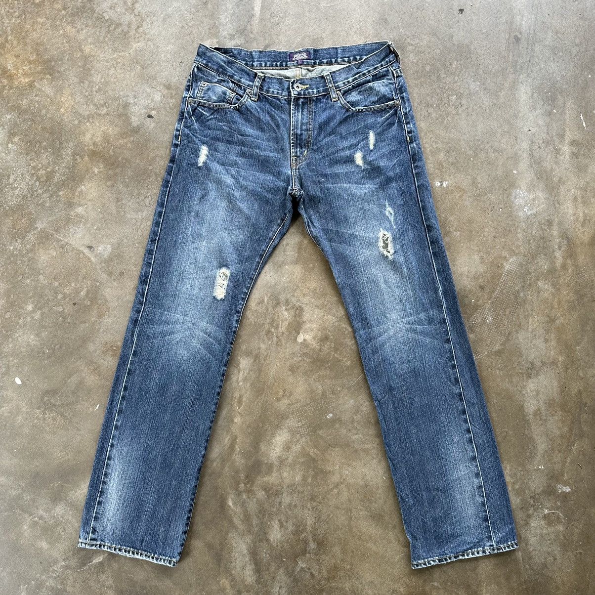 Japanese Brand Vintage Japanese Jean Distressed Faded Denim Pant W33 Size US 33 - 1 Thumbnail