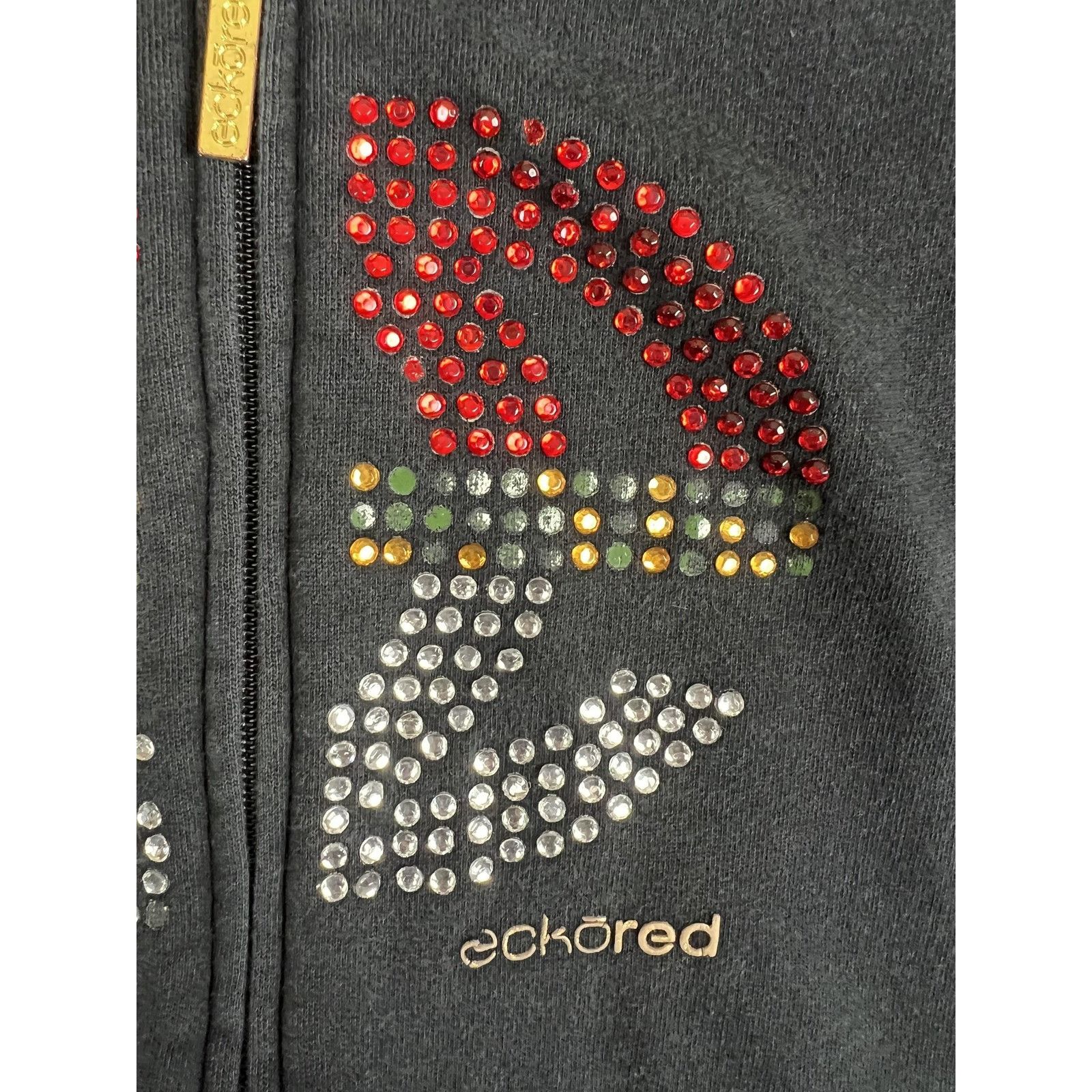 Ecko Unltd. Vintage Ecko Red Hoodie Women's Medium Black Rhinestone Zip Size M / US 6-8 / IT 42-44 - 4 Thumbnail