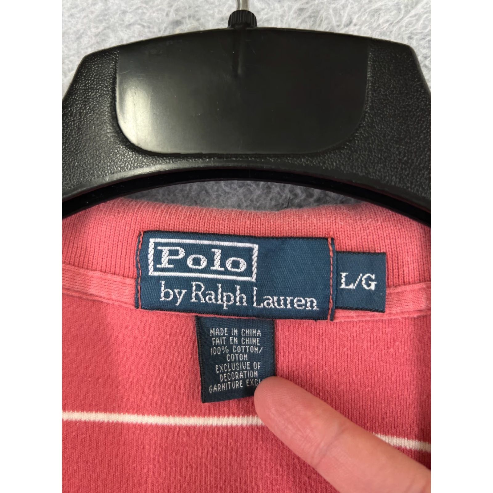 Ralph Lauren VINTAGE Polo Ralph Lauren Shirt Adult Large Pink White Stripe 100% Cotton Jersey Polo Mens Size US L / EU 52-54 / 3 - 7 Thumbnail