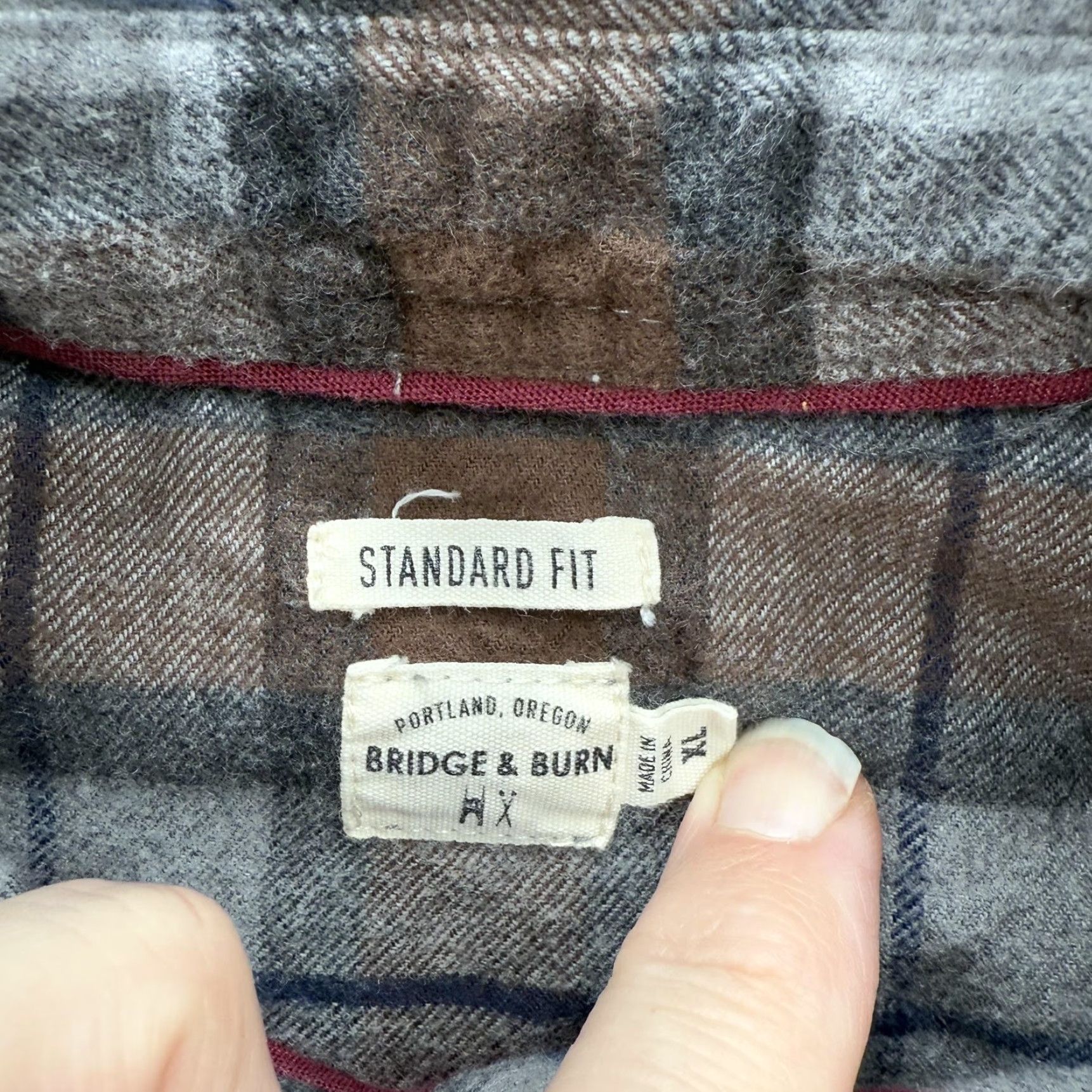 Vintage Bridge & Burn Shirt Mens XL Plaid Flannel Standard Fit Button Down Casual Size US XL / EU 56 / 4 - 6 Thumbnail