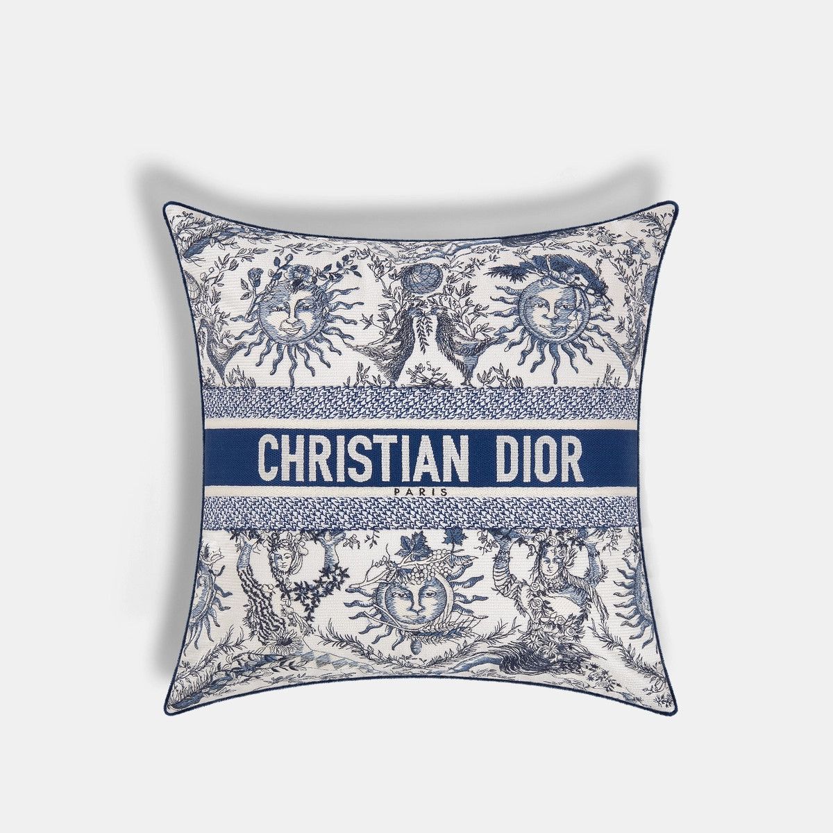 Dior o1bcso1str1025 Size: OS/ Small Square Pillow in Blue/Beige Size ONE SIZE - 1 Thumbnail