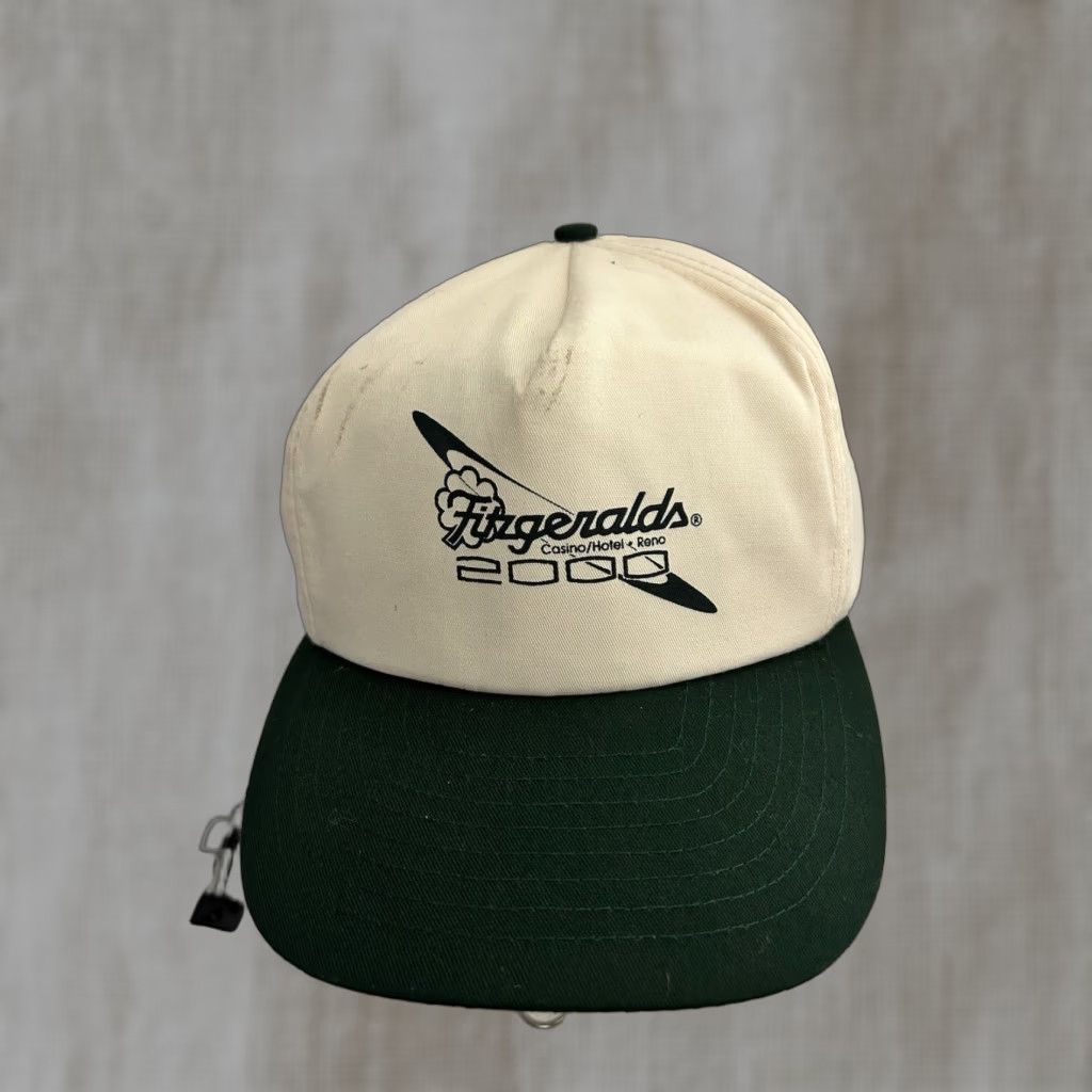Vintage VINTAGE Fitzgeralds Casino Hat SnapBack Nissin Green Beige Adjustable Men Size ONE SIZE - 1 Thumbnail