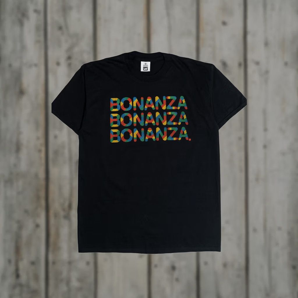 Lee VINTAGE Lee "Bonanza Bonanza Bonanza" Embossed Print T-Shirt Adult X-Large Black 1990s Size US XL / EU 56 / 4 - 1 Thumbnail