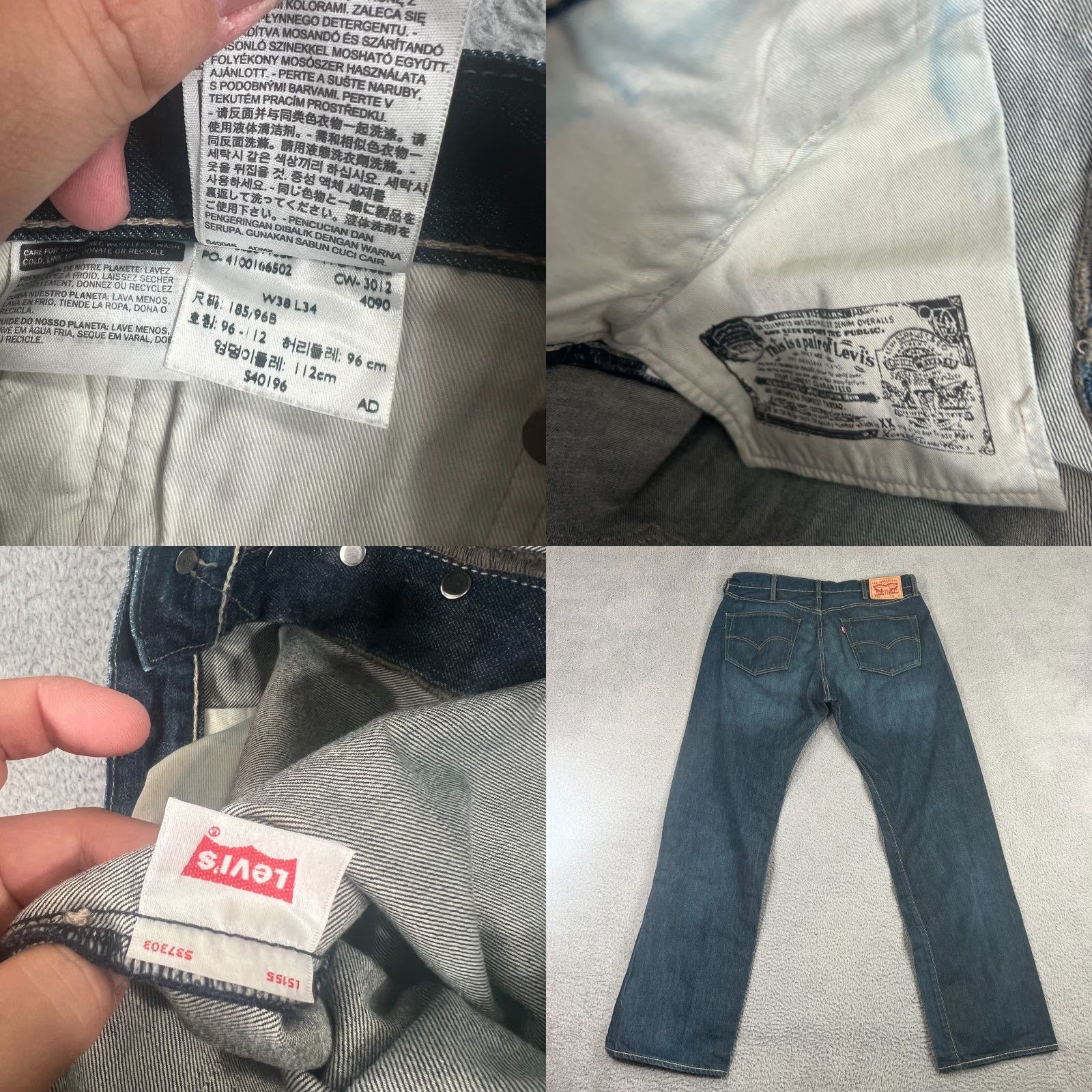 Levi's VINTAGE Levi's 501 Jeans Mens 38x33 Straight Fit Dark Wash Cotton 90s Y2K Streetwear Size US 38 / EU 54 - 8 Thumbnail