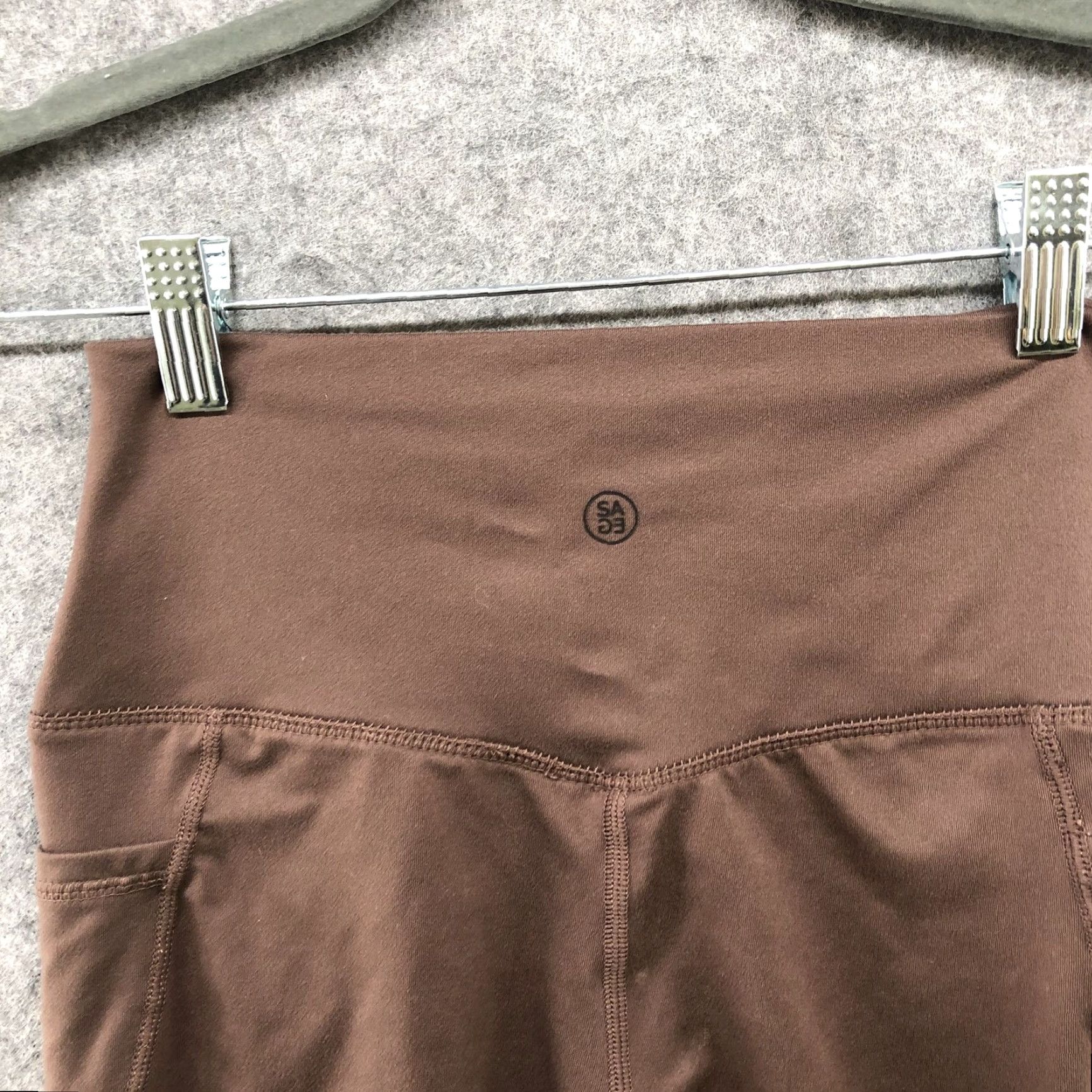 Vintage Sage Collective High Rise Leggings Womens S Brown Side Pockets Ankle Yoga Size 28" / US 6 / IT 42 - 5 Thumbnail