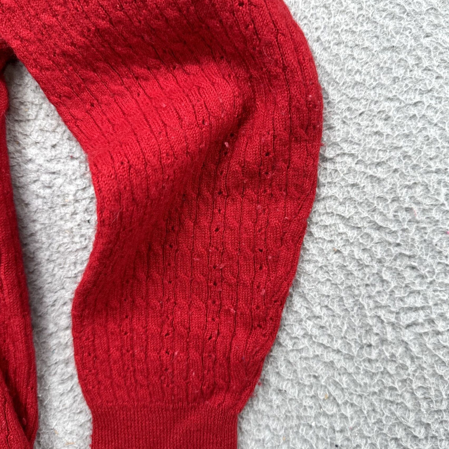 Liz Claiborne VINTAGE Liz Claiborne Women’s Red Merino Wool Blend Cable Knit Sweater Size M Size M / US 6-8 / IT 42-44 - 3 Thumbnail