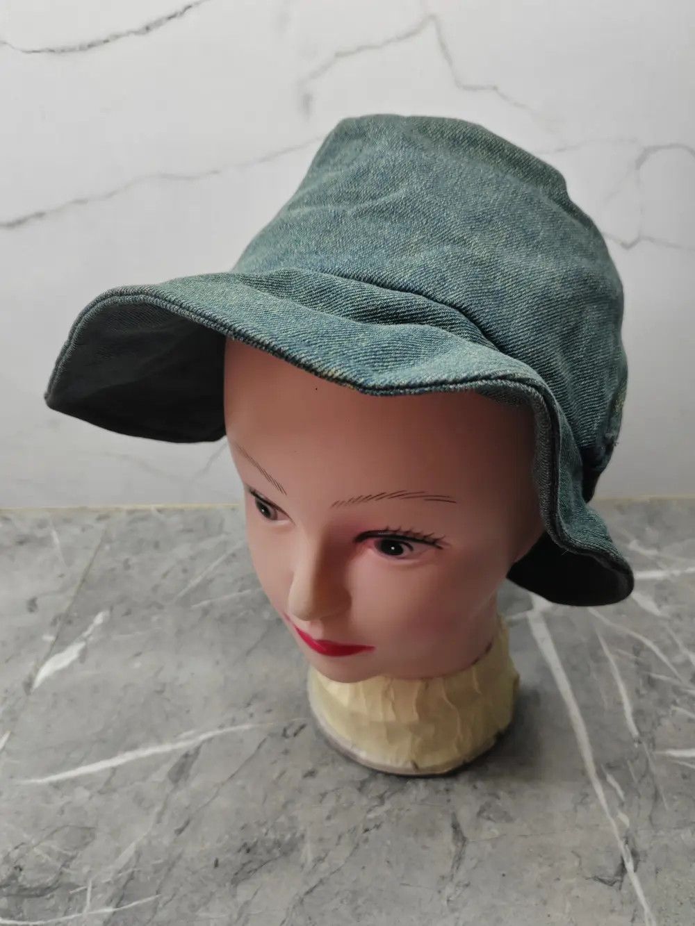 image of Distressed Denim x Hat Vintage Unknown Denim Bucket Hat in Mix, Men's