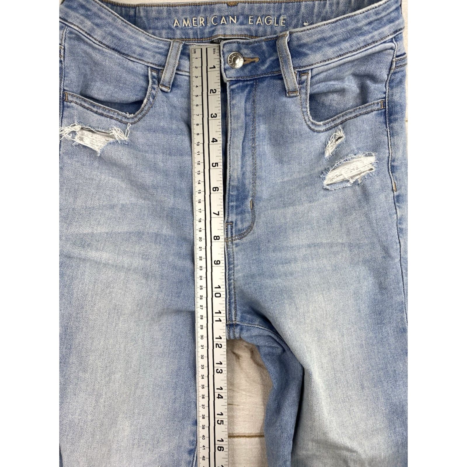 American Eagle Outfitters VINTAGE American Eagle Womens Jeans 6 Short Light Wash Highest Rise Jegging Distressed Size 28" / US 6 / IT 42 - 5 Thumbnail