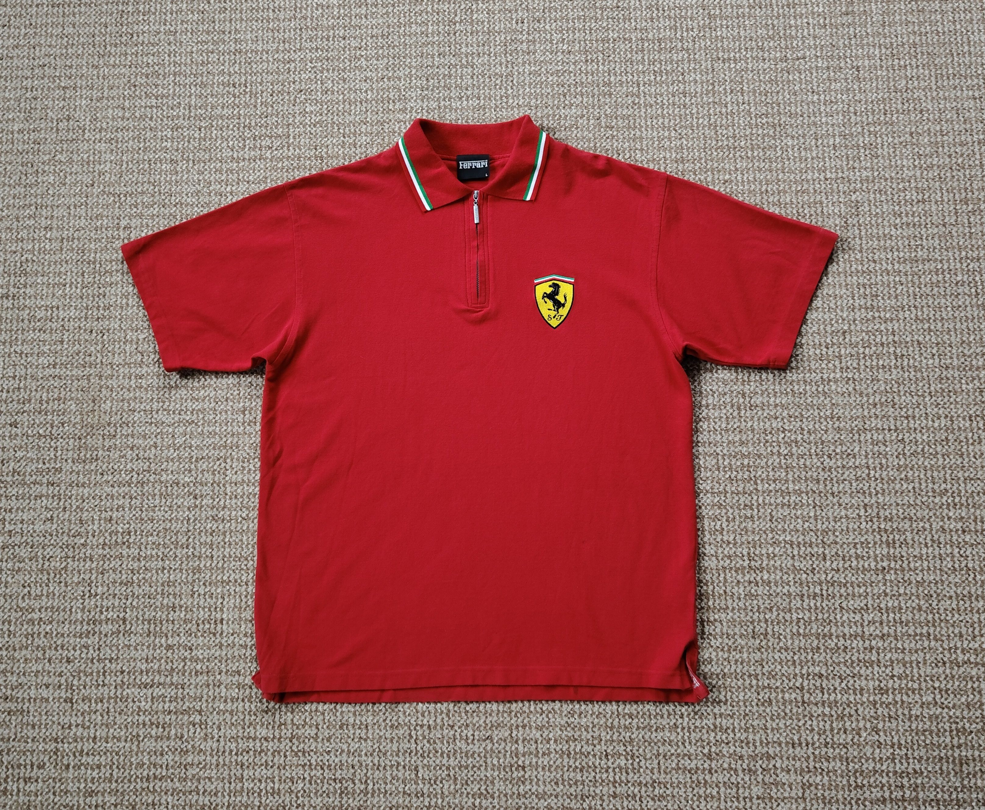 Ferrari Vintage 1999 Ferrari Men's Retro Red Zip Polo T Shirt sz L Size US L / EU 52-54 / 3 - 1 Thumbnail