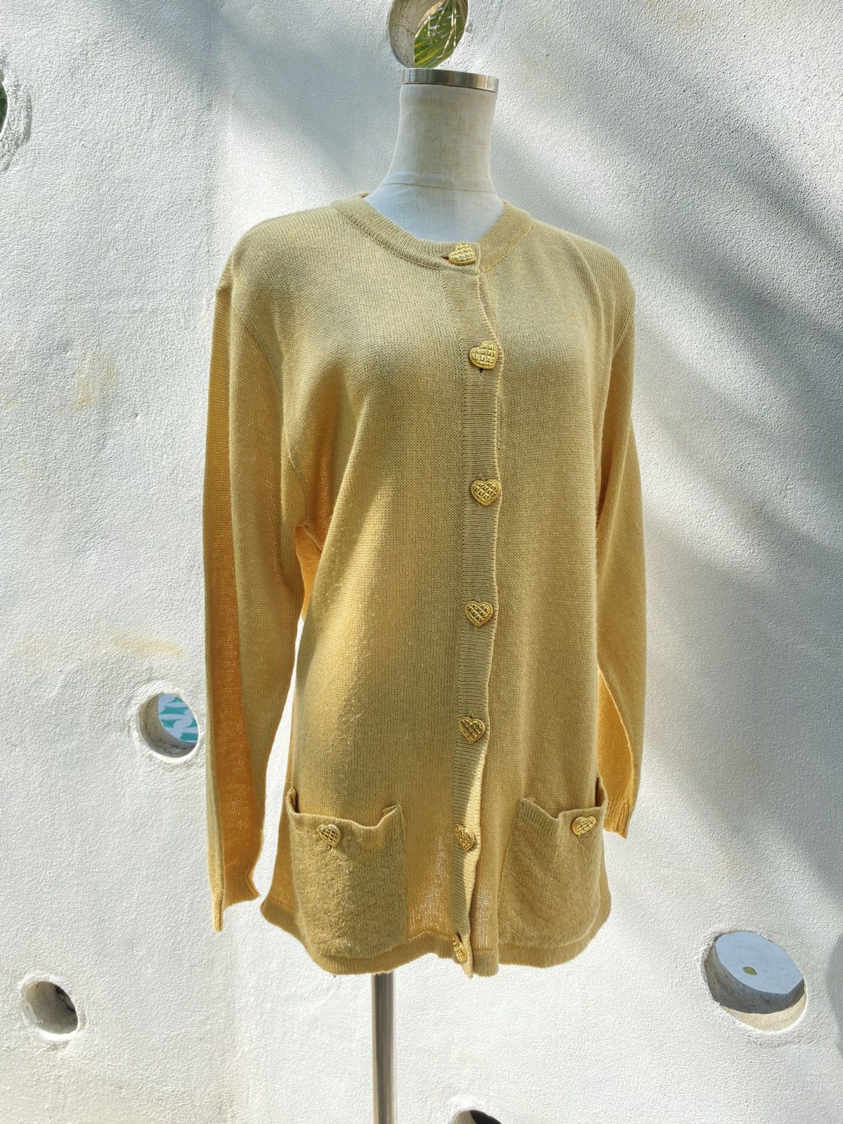 Vintage PALLS PYRA Yellow Knit Cardigan Size M / US 6-8 / IT 42-44 - 16 Thumbnail