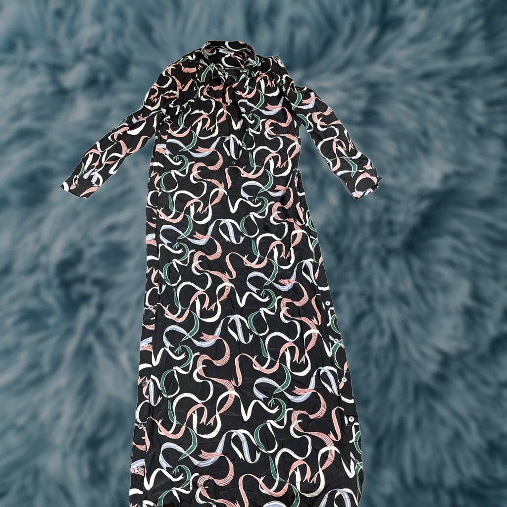 Equipment EQUIPMENT Silk Long Dress Women's L Black Multicolor Long Ribbon Banner Dress Shirt Navy Size L / US 10 / IT 46 - 1 Thumbnail