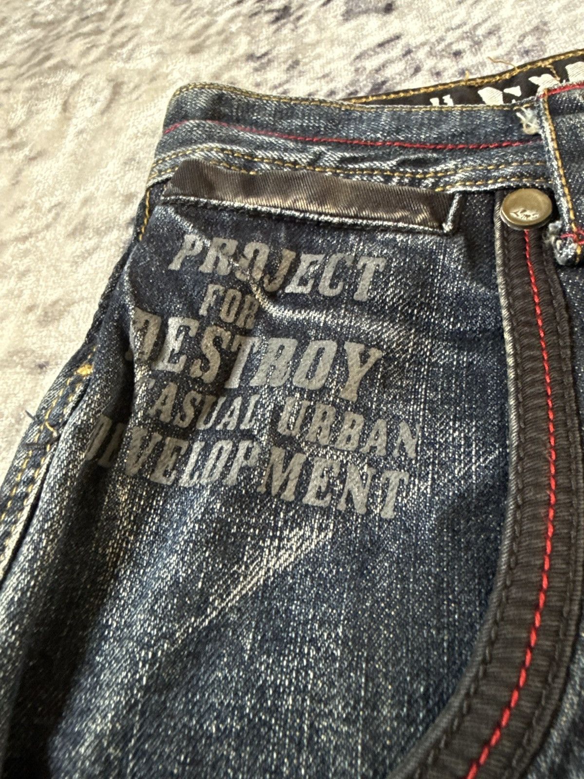 Japanese Brand Lemans Japan Claw Mark Whiskers Shadow Wash Jeans Size US 29 - 20 Thumbnail