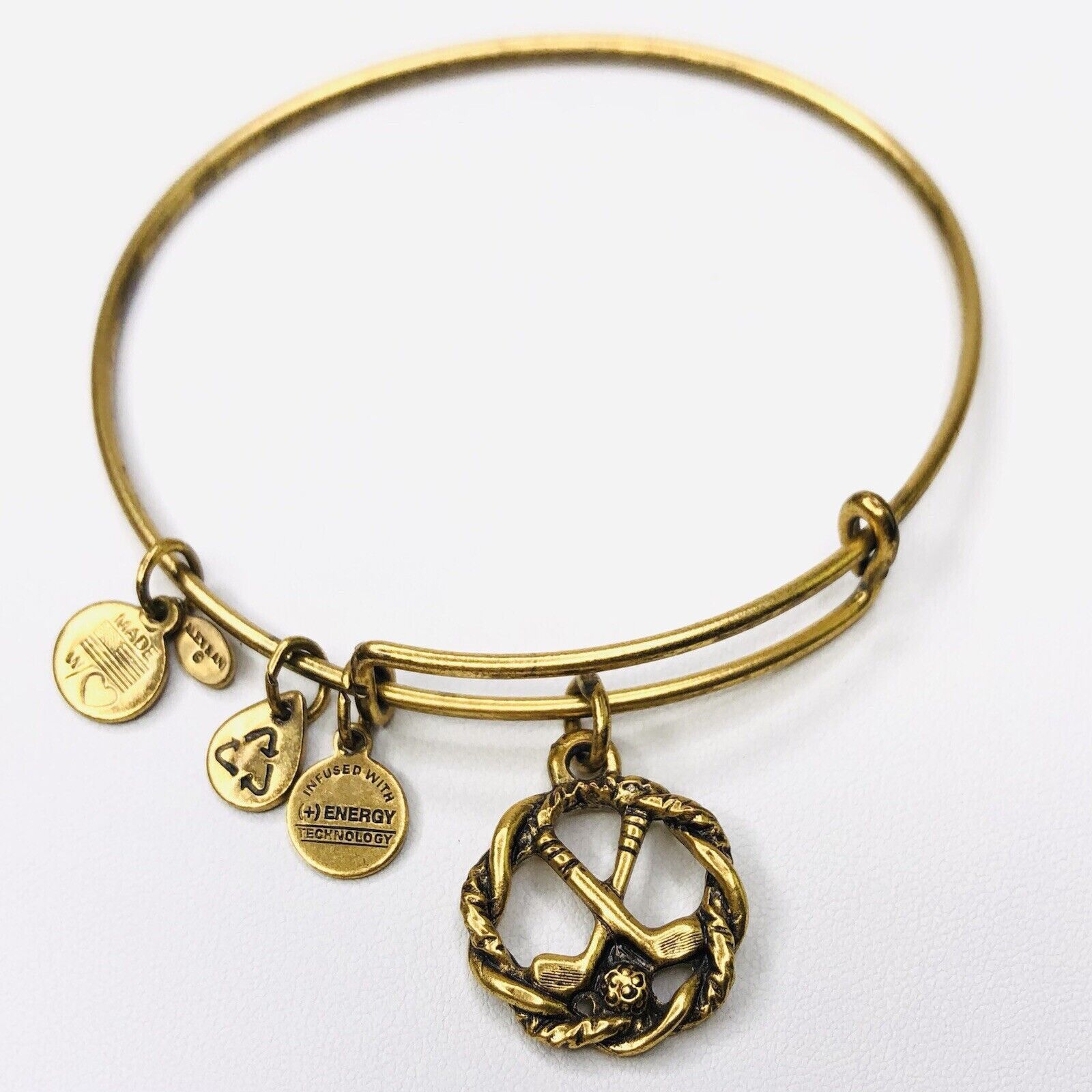 Other Alex and Ani Golf Ball Charm Bangle Goldtone Adjustable Size ONE SIZE - 1 Thumbnail