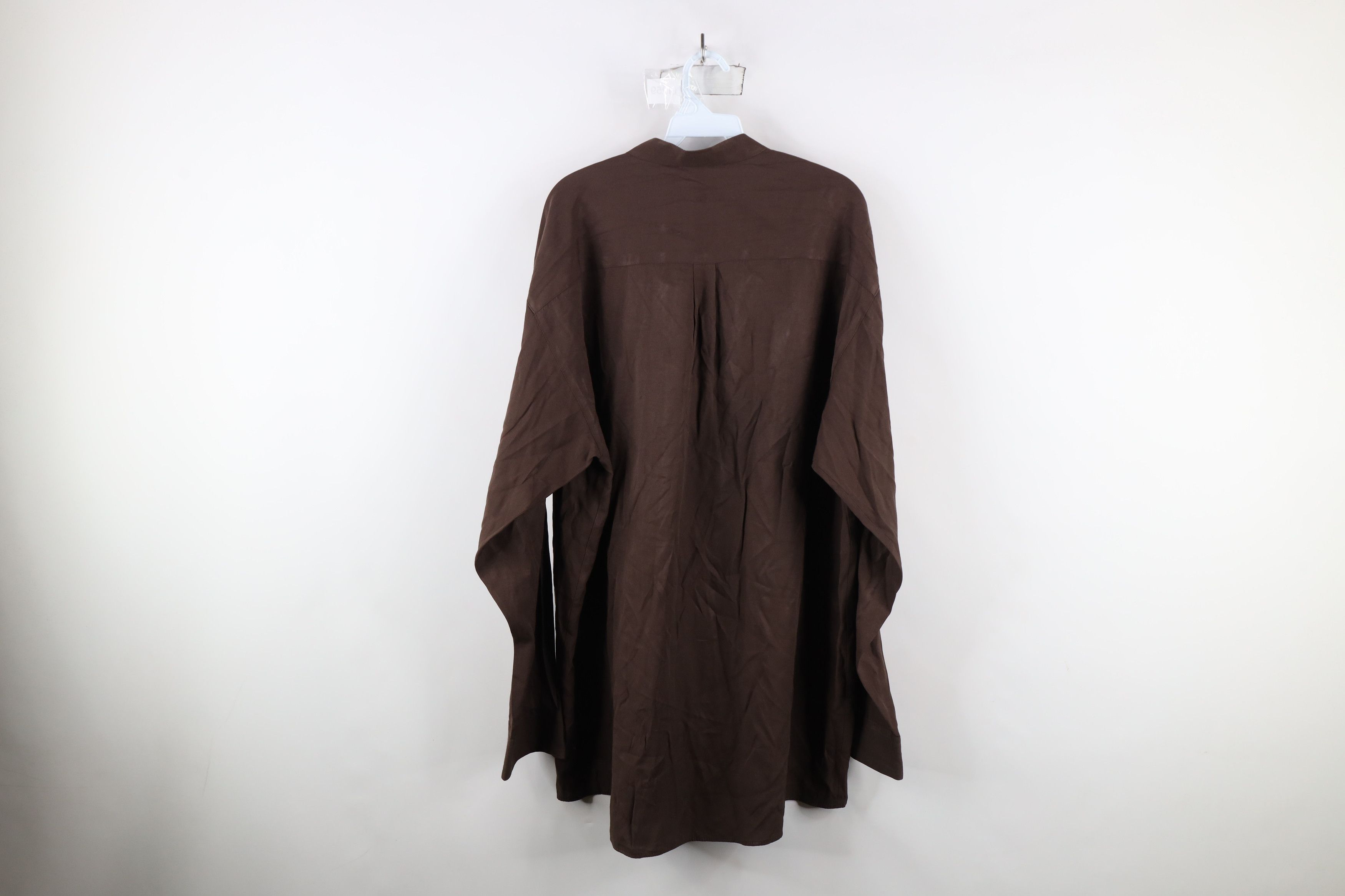 Vintage Vintage 90s Streetwear Blank Band Collar Button Shirt Brown Size US XL / EU 56 / 4 - 10 Thumbnail