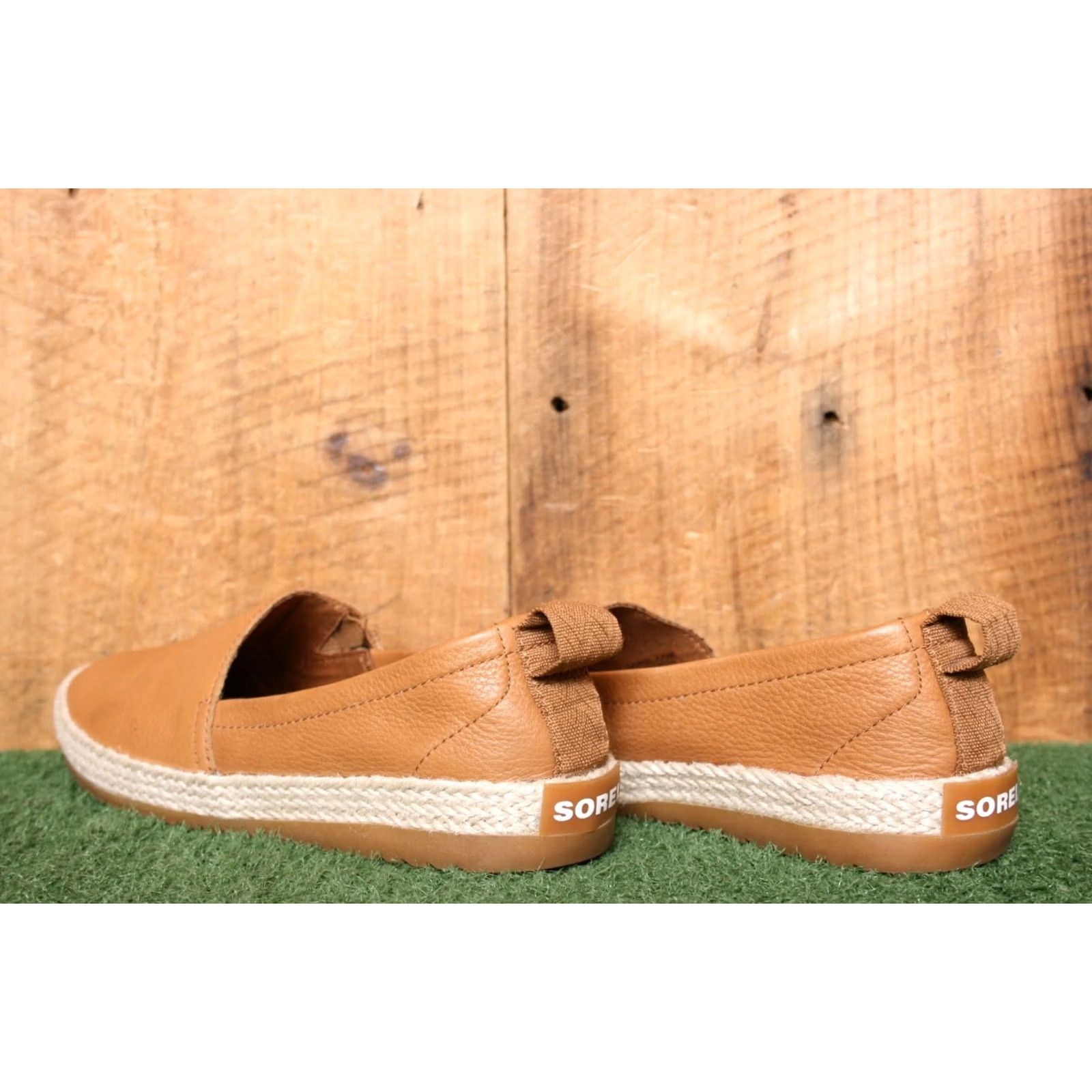 SOREL SOREL Ella Caramel Brown Leather Espadrille Loafers Sz. 6.5 Women Flat Slip On Jute Wrapped Upper Leather Style Loafer 37.5 Shp Brown Womens Size US 7 / IT 37 - 3 Thumbnail
