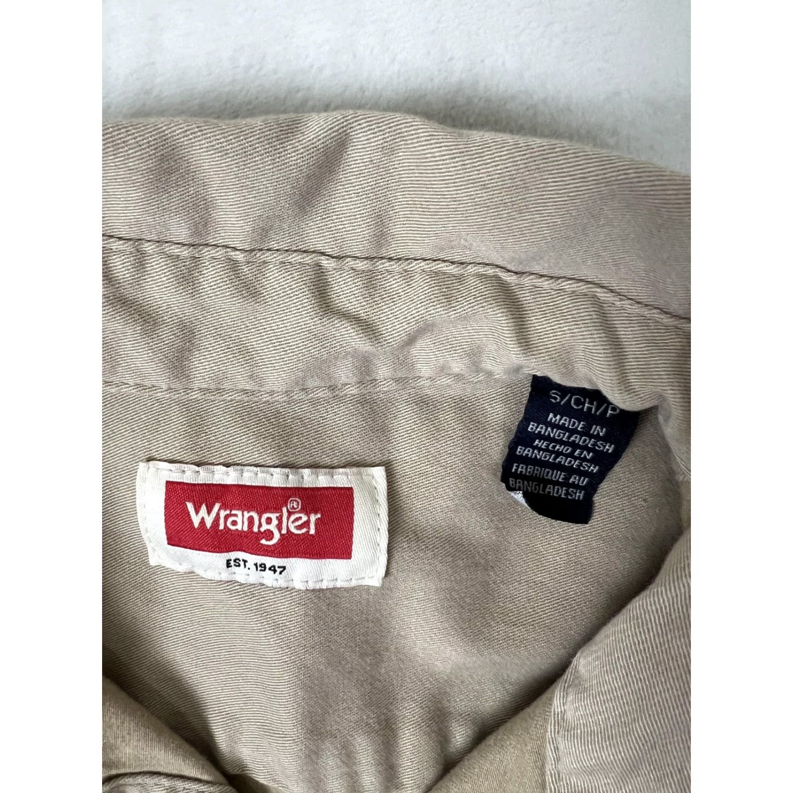 Wrangler Wrangler Shirt Mens Small Beige Twill Long Sleeve Button Front Casual Workwear Size US S / EU 44-46 / 1 - 3 Thumbnail