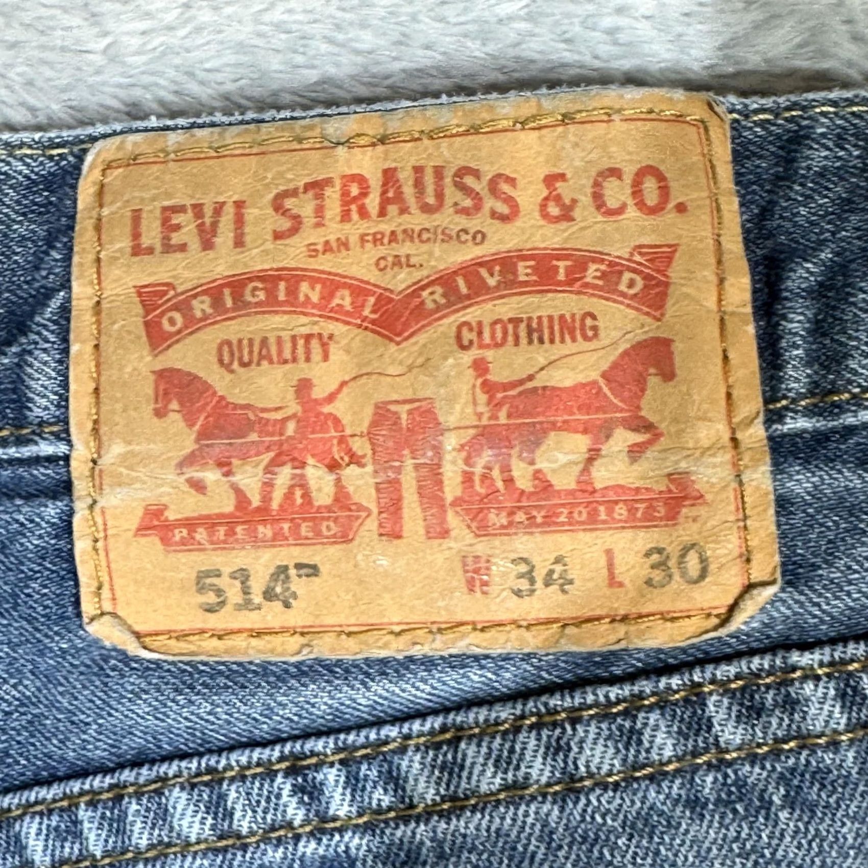 Levi's VINTAGE Levi’s 514 Jeans Mens 34x28 Blue Denim Distressed Straight Fit 90s USA Cowboy Regular Boys Mens Size US 34 / EU 50 - 6 Thumbnail