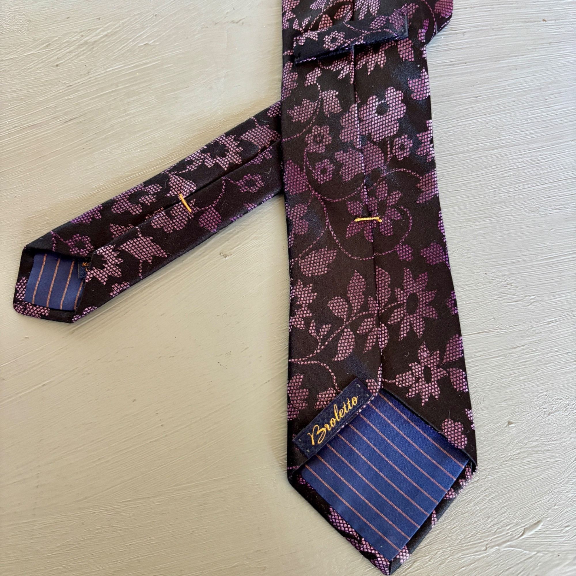 Other Vintage Broletto Tie Purple Floral Silk Made USA Jacquard Fl Size ONE SIZE - 2 Thumbnail