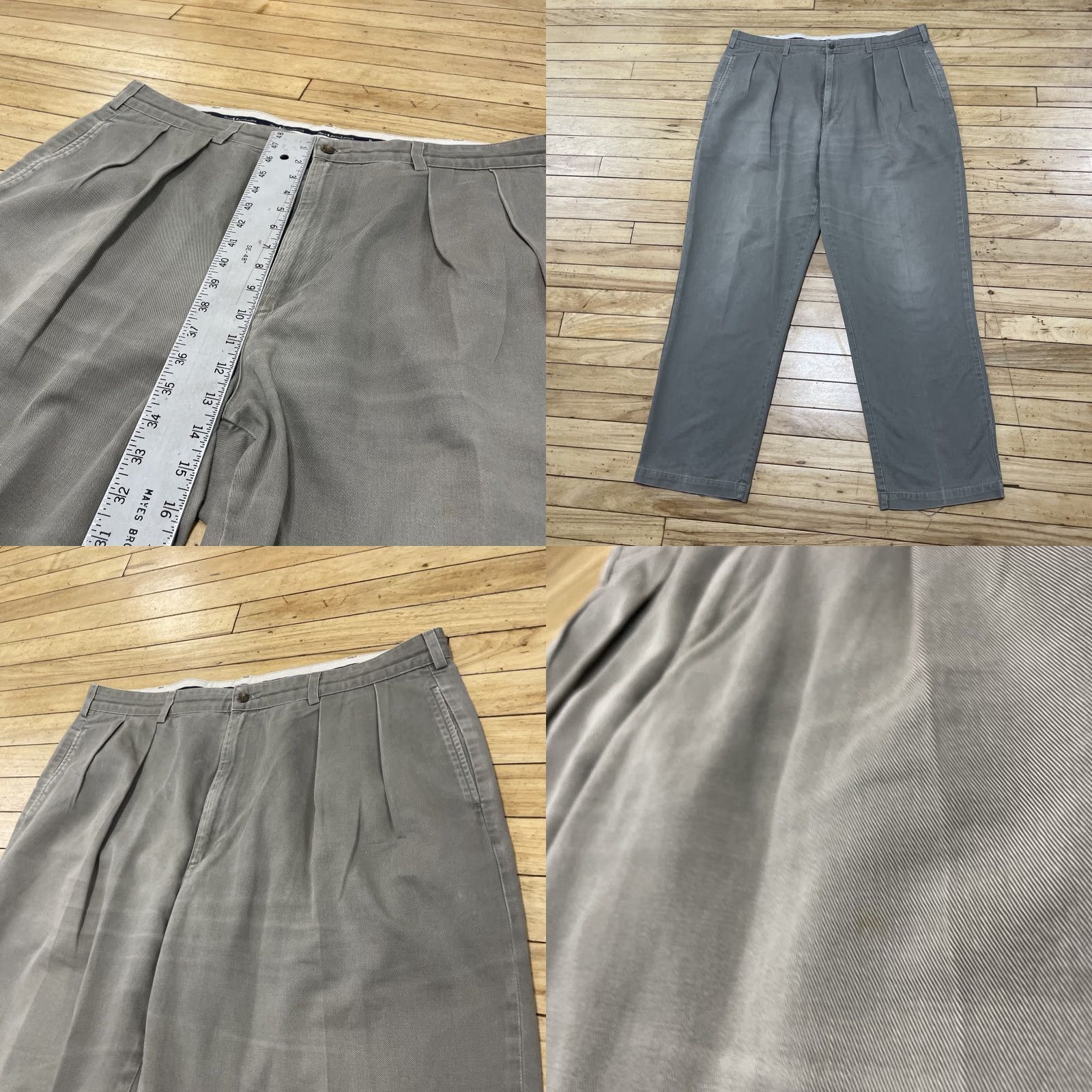 Polo Ralph Lauren VINTAGE Polo Ralph Lauren Chino Pants Men 42x32 Pleated Regular Fit Gray Light Green USA 90s Preppy Americana Classic Vintage Core Men Size US XL / EU 56 / 4 - 9 Thumbnail