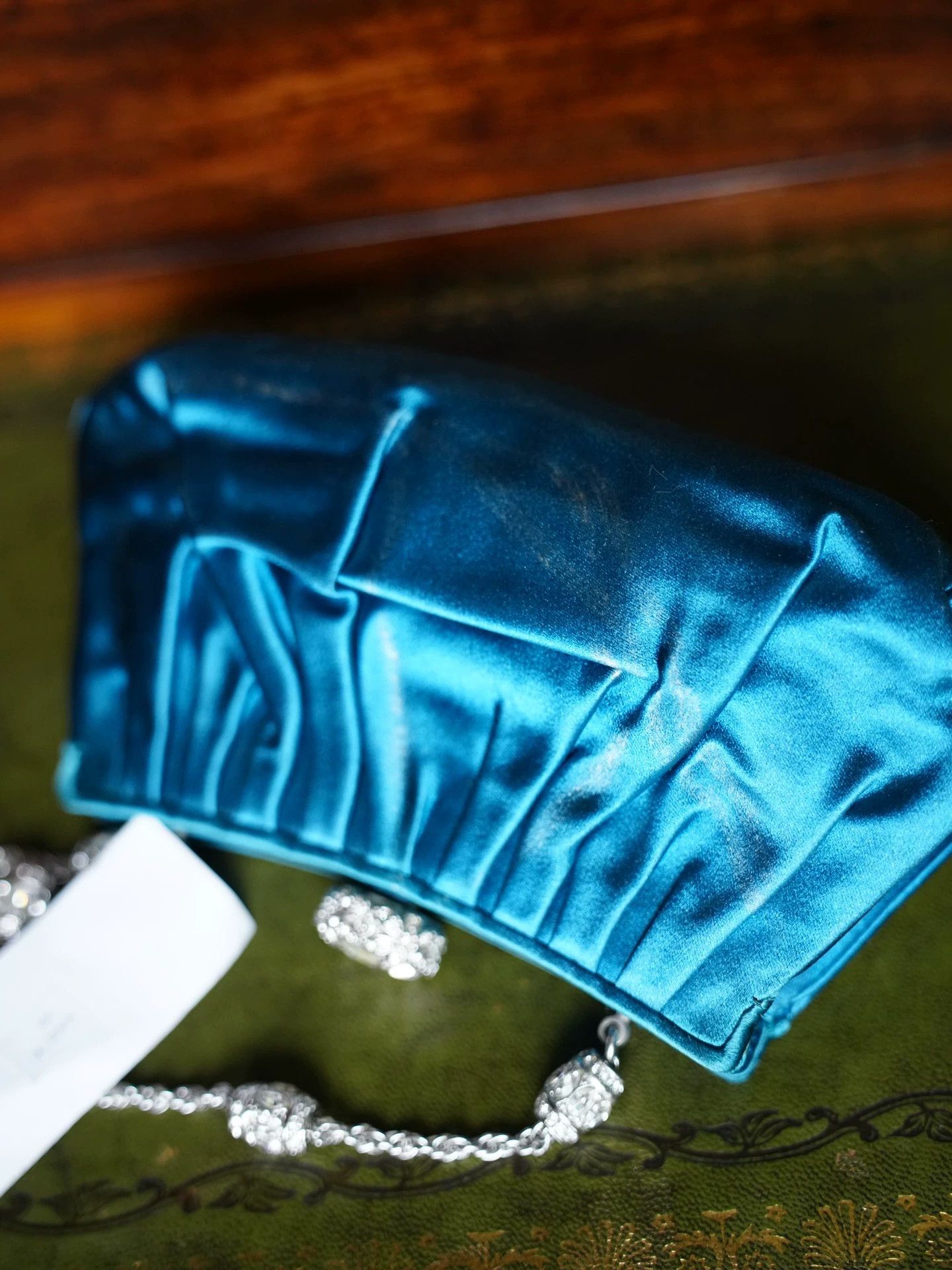 Judith Leiber Judith Leiber Vintage Gemstone Chain Satin Evening Clutch Size ONE SIZE - 5 Thumbnail