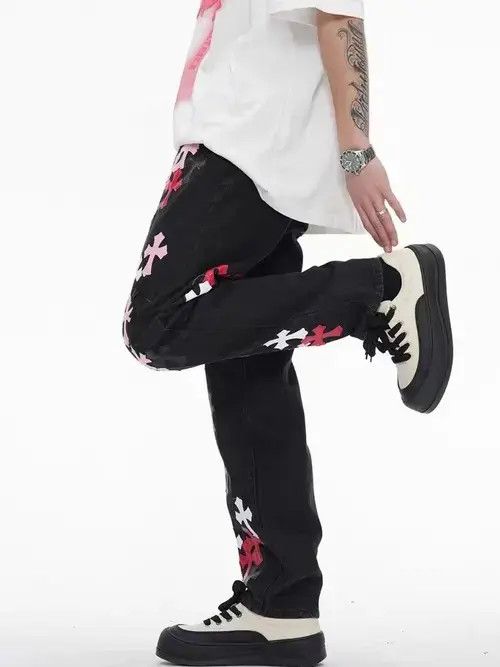 VIBE High street cross patch embroidered jeans Size US 32 / EU 48 - 3 Thumbnail