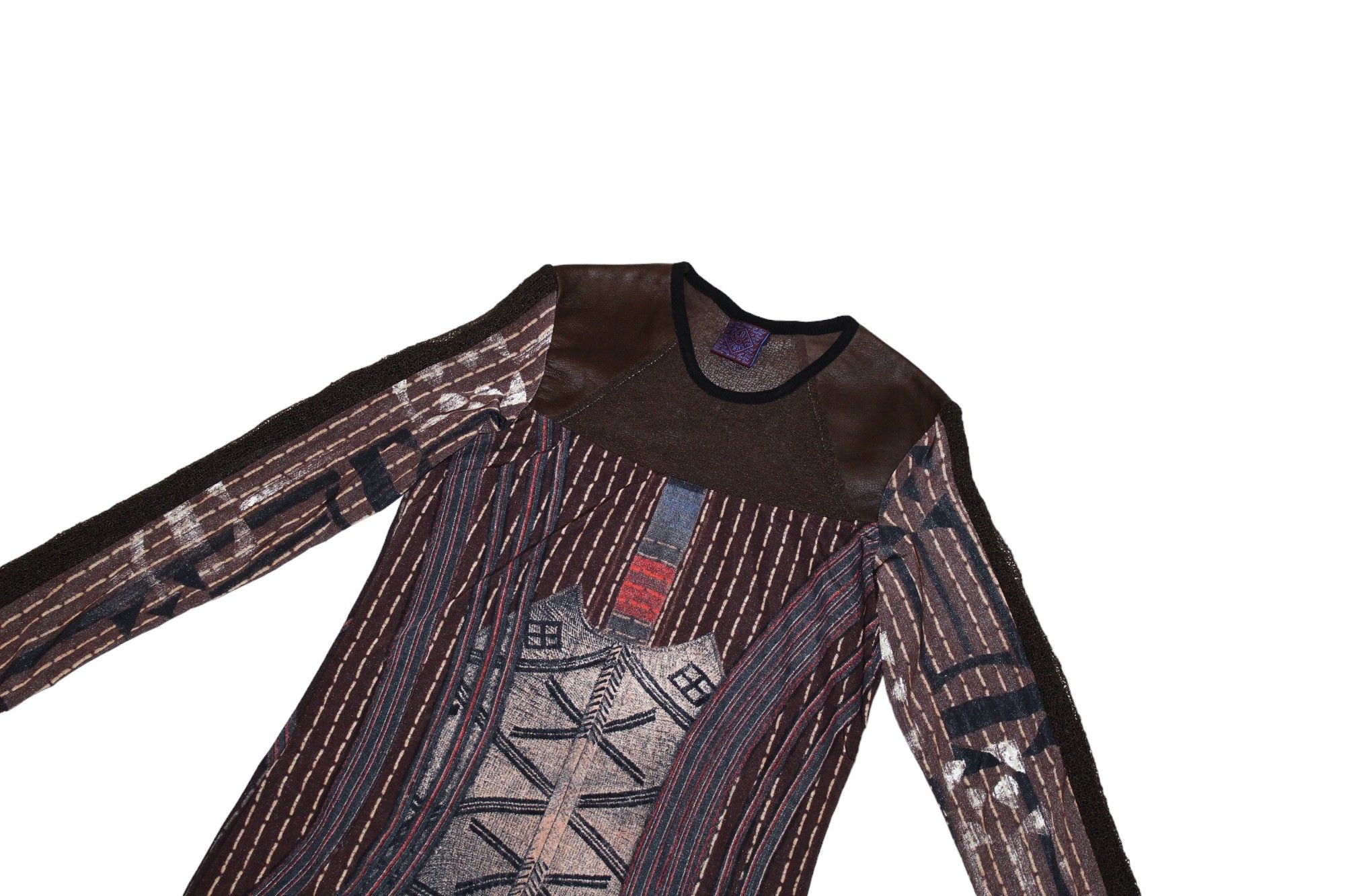Jean Paul Gaultier 💥 Legatte Jeans Marco Fantini Leather Trim Mesh Top Size S / US 4 / IT 40 - 4 Thumbnail