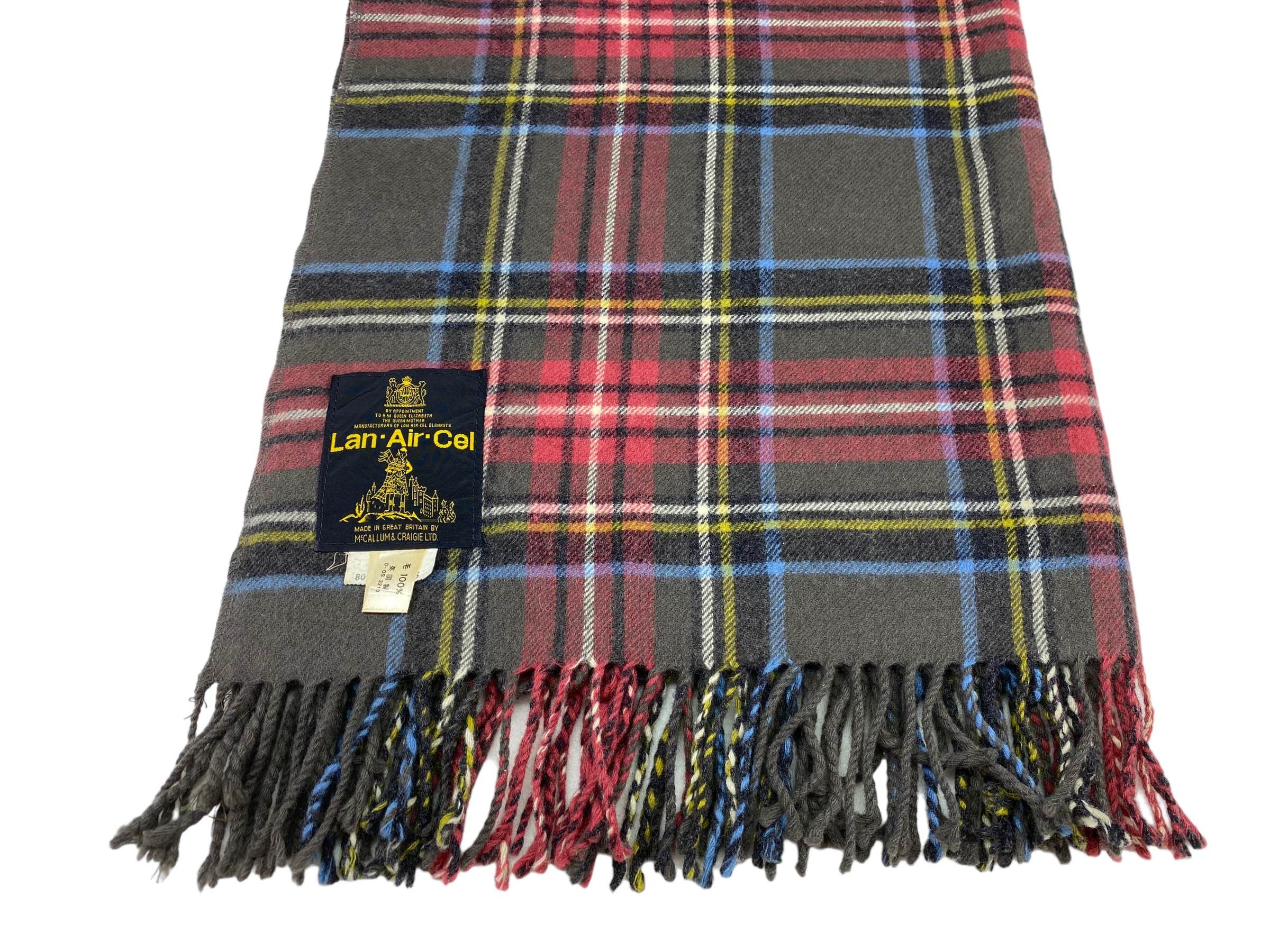 Vintage Vintage Lan Air Cel Wool Tartan Scarf Made in England Size ONE SIZE - 4 Thumbnail