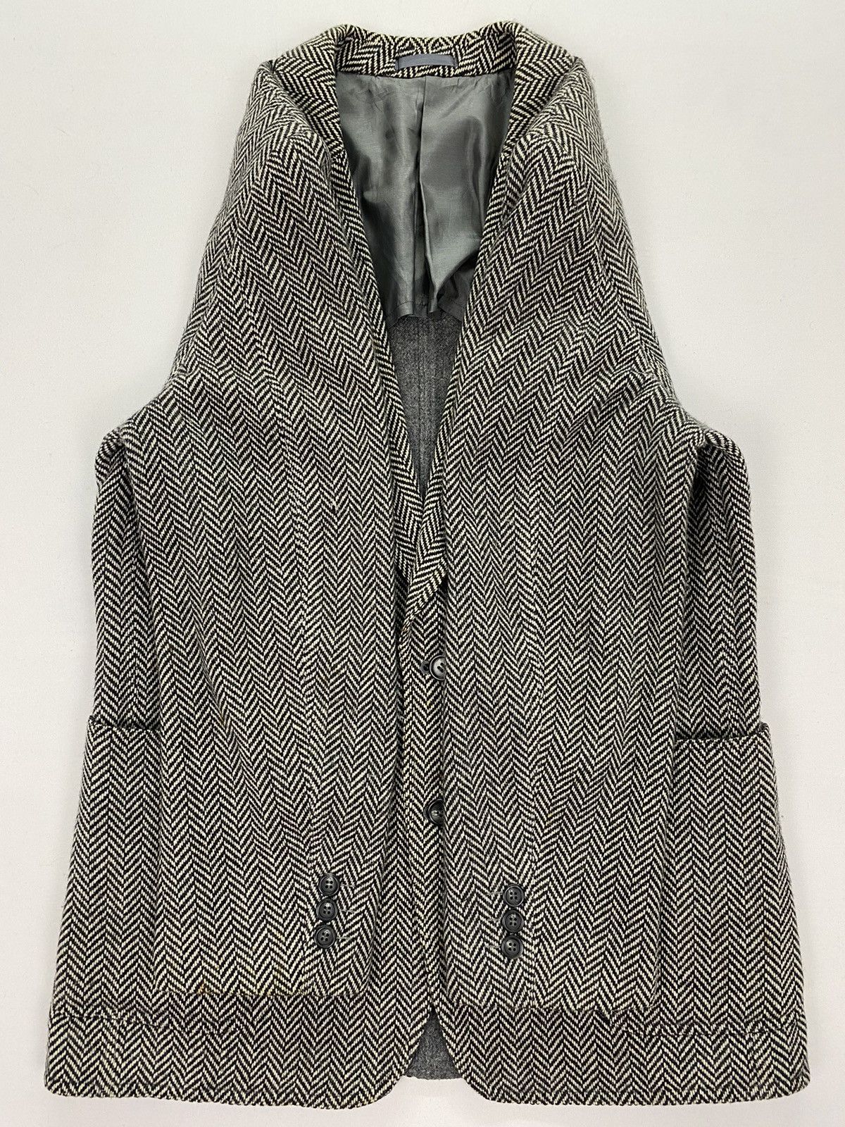 Designer × Lanvin × Vintage Lanvin Paris Dirty Herringbone Twill Wool Jacket Size US S / EU 44-46 / 1 - 5 Thumbnail