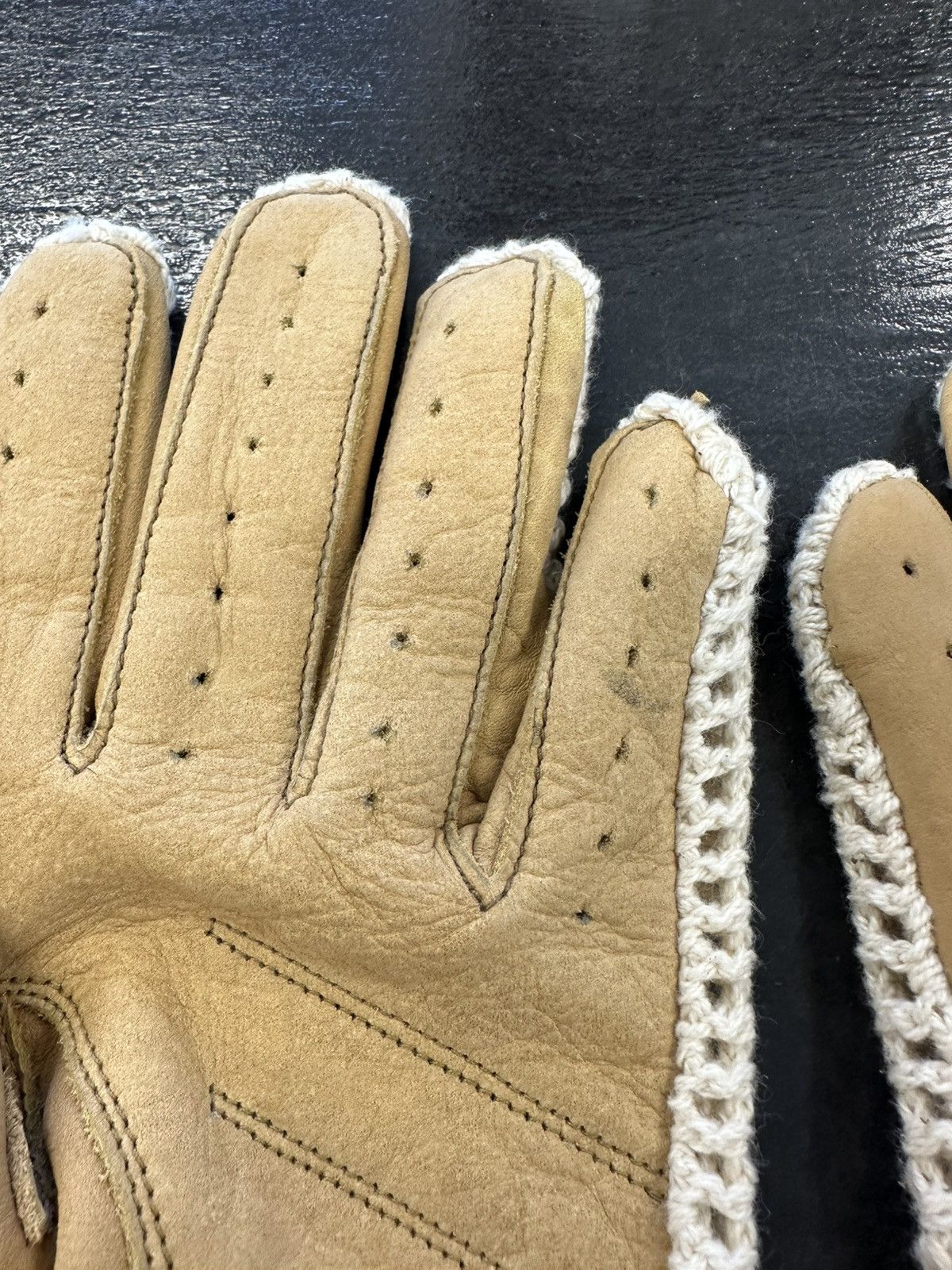 Brown Leather Cashmere Gloves