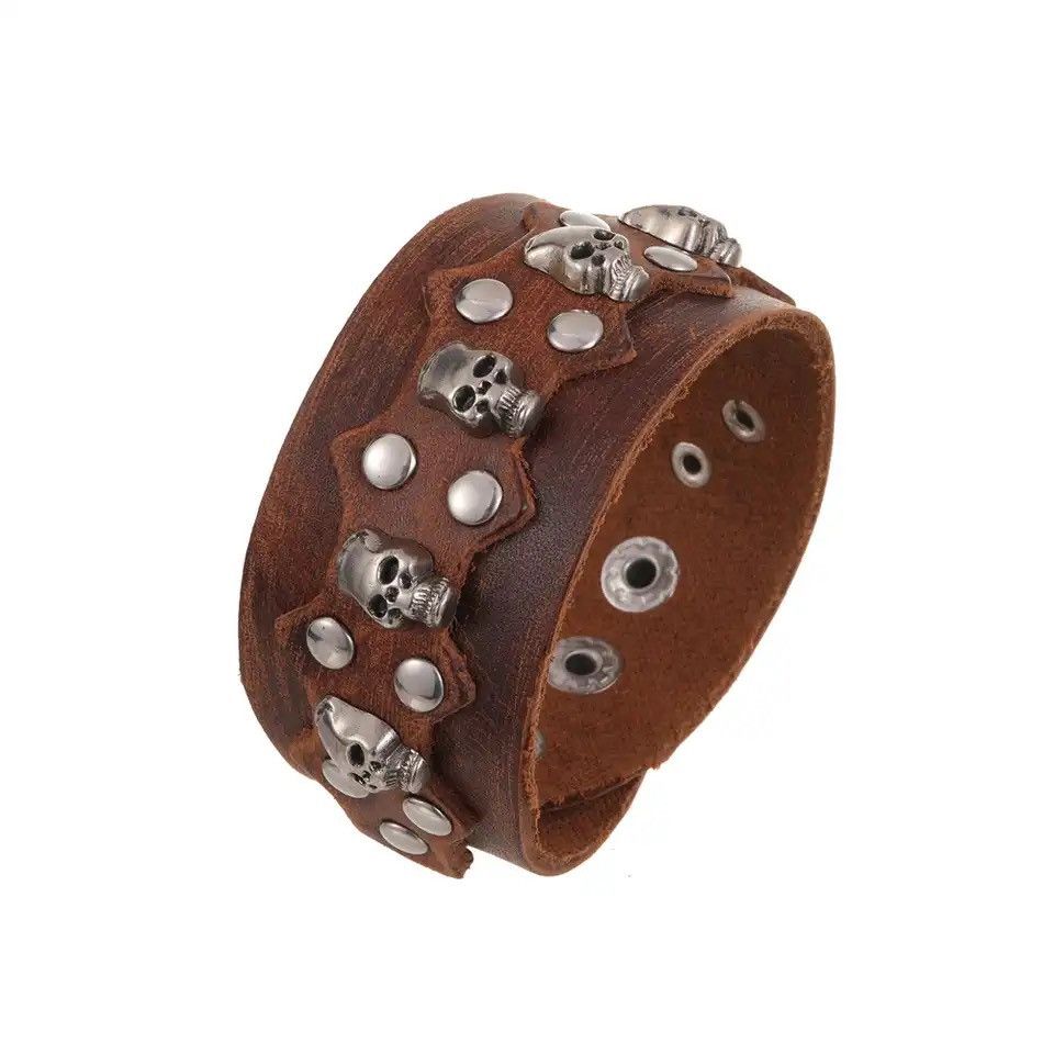 Leather × Vintage Jewelry Handmade Weave Genuine Leather Bracelet Size ONE SIZE - 3 Thumbnail