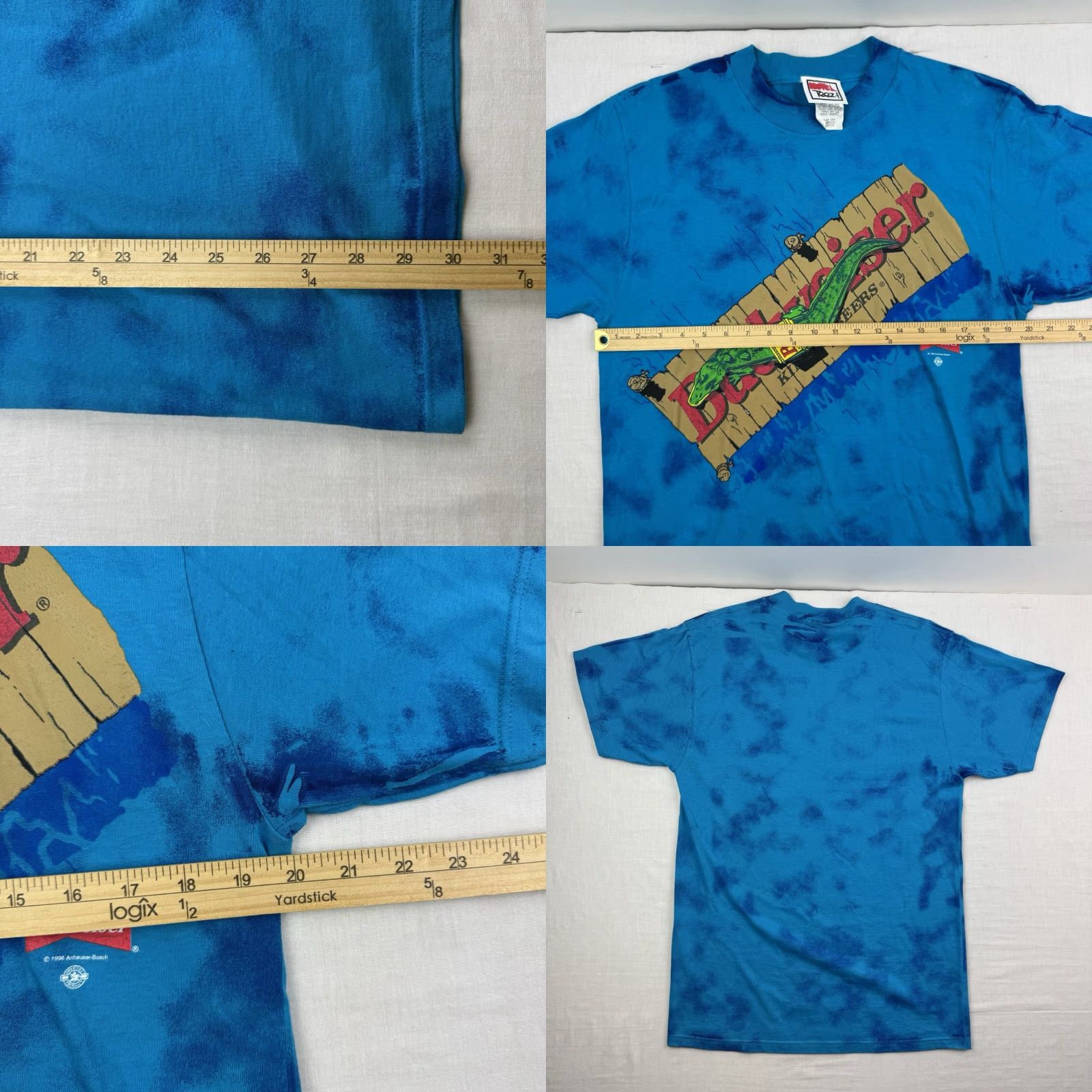 Budweiser VINTAGE Novel Tees Beer T-Shirt Mens Large Blue 90s Alligator Tie Dye Promo Size US L / EU 52-54 / 3 - 8 Thumbnail