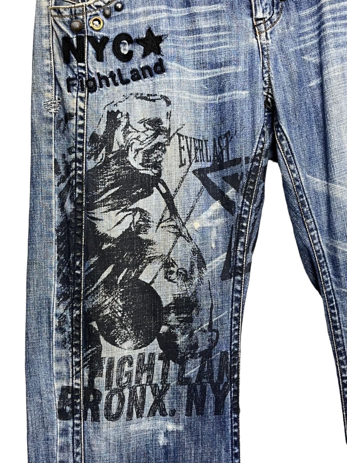 Everlast 🔥Vintage EVERLAST NEW YORK CITY FIGHTLAND Distressed Denim Size US 34 / EU 50 - 1 Thumbnail