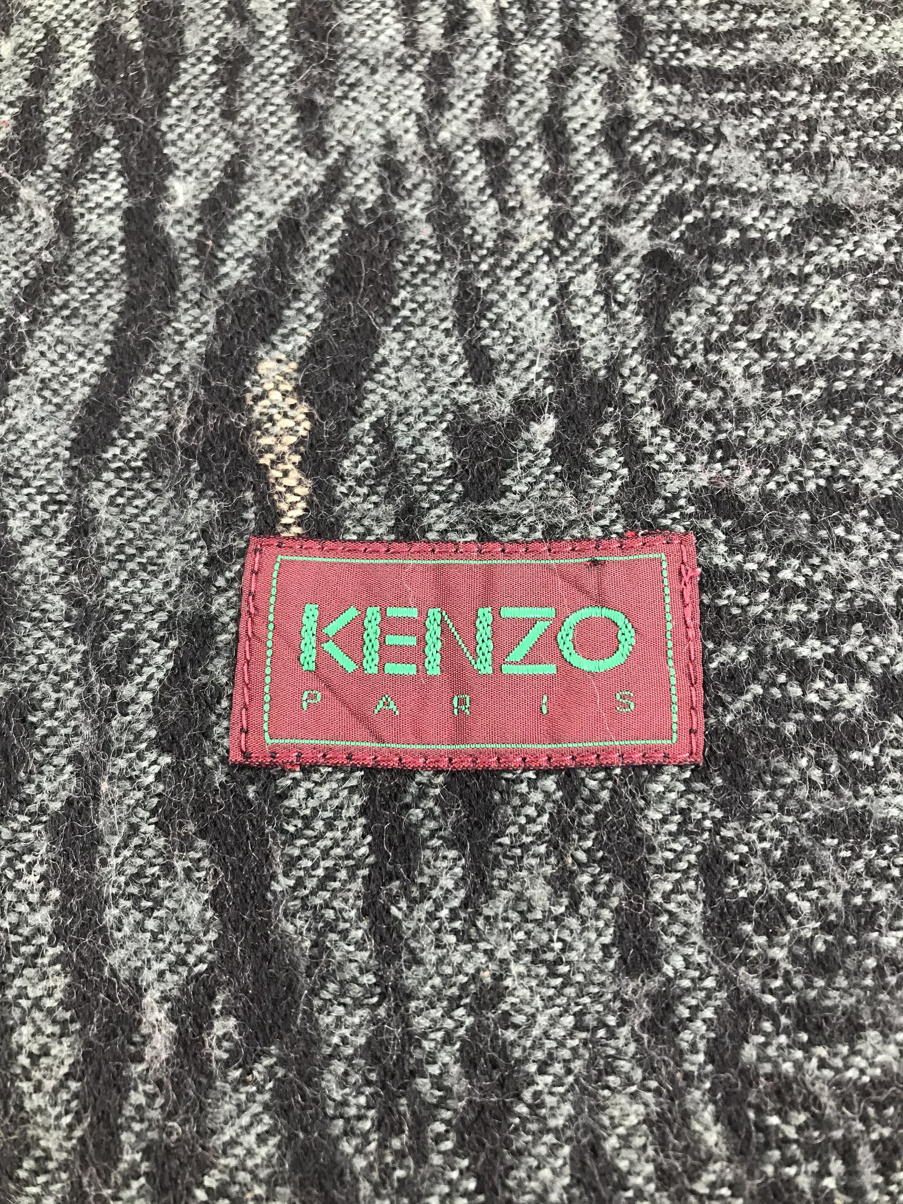 Kenzo Kenzo Zebra Stripes Wool Scarf Muffler V387 Size ONE SIZE - 4 Thumbnail