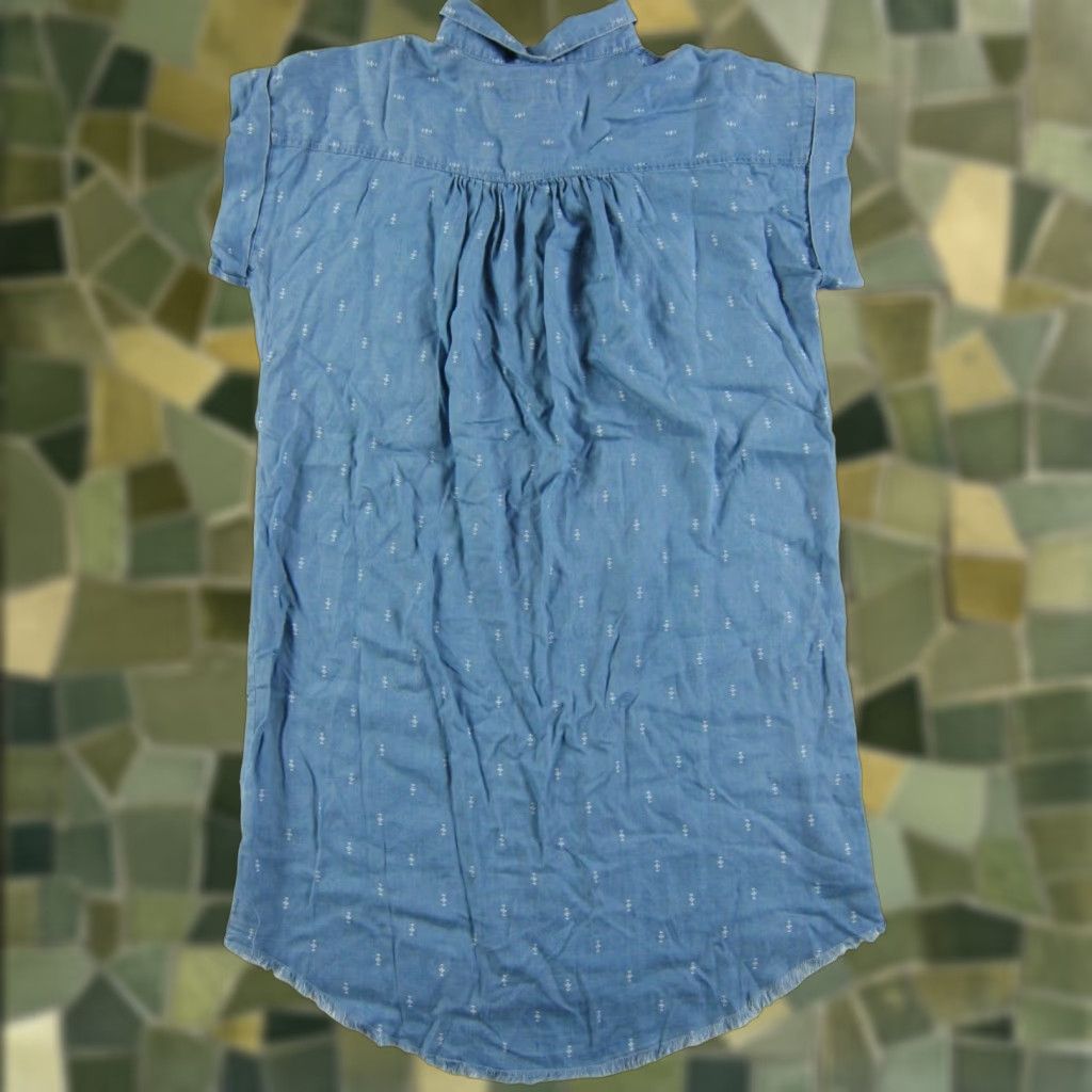 Vintage Thread Supply Tencel Blue Collared Pocket Button Down Shirt Dress Large Shirt Dress Womens Blue Tencel Pockets Front Pocket Dress/ Shirt Dress Size L / US 10 / IT 46 - 1 Thumbnail