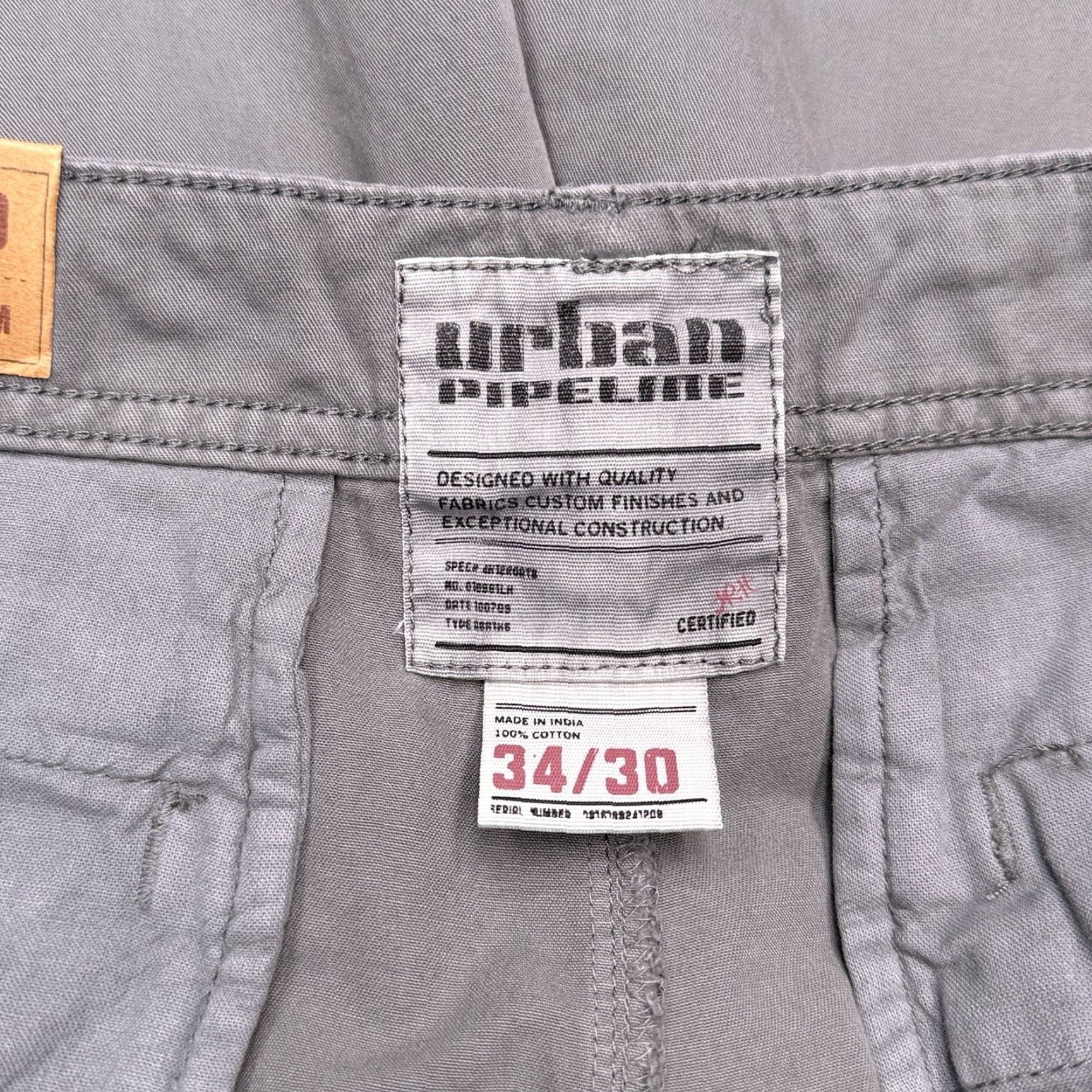 Vintage Urban Pipeline Pants Mens 34x30 Gray Slim Straight Chino Twill Cotton Mid Rise Zip Casual New Size US 34 / EU 50 - 5 Thumbnail