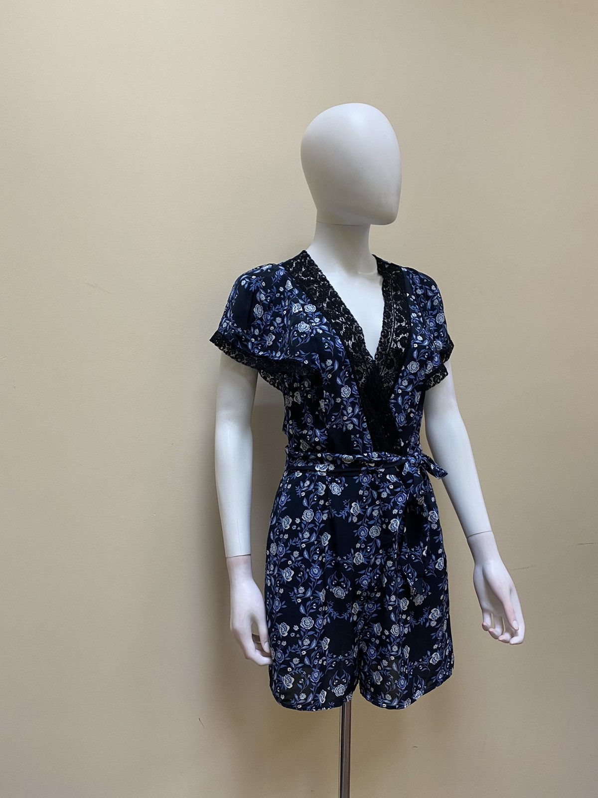 Sandro Sandro Womens Floral Blue Playsuit Size 36 Size XS / US 0-2 / IT 36-38 - 4 Thumbnail