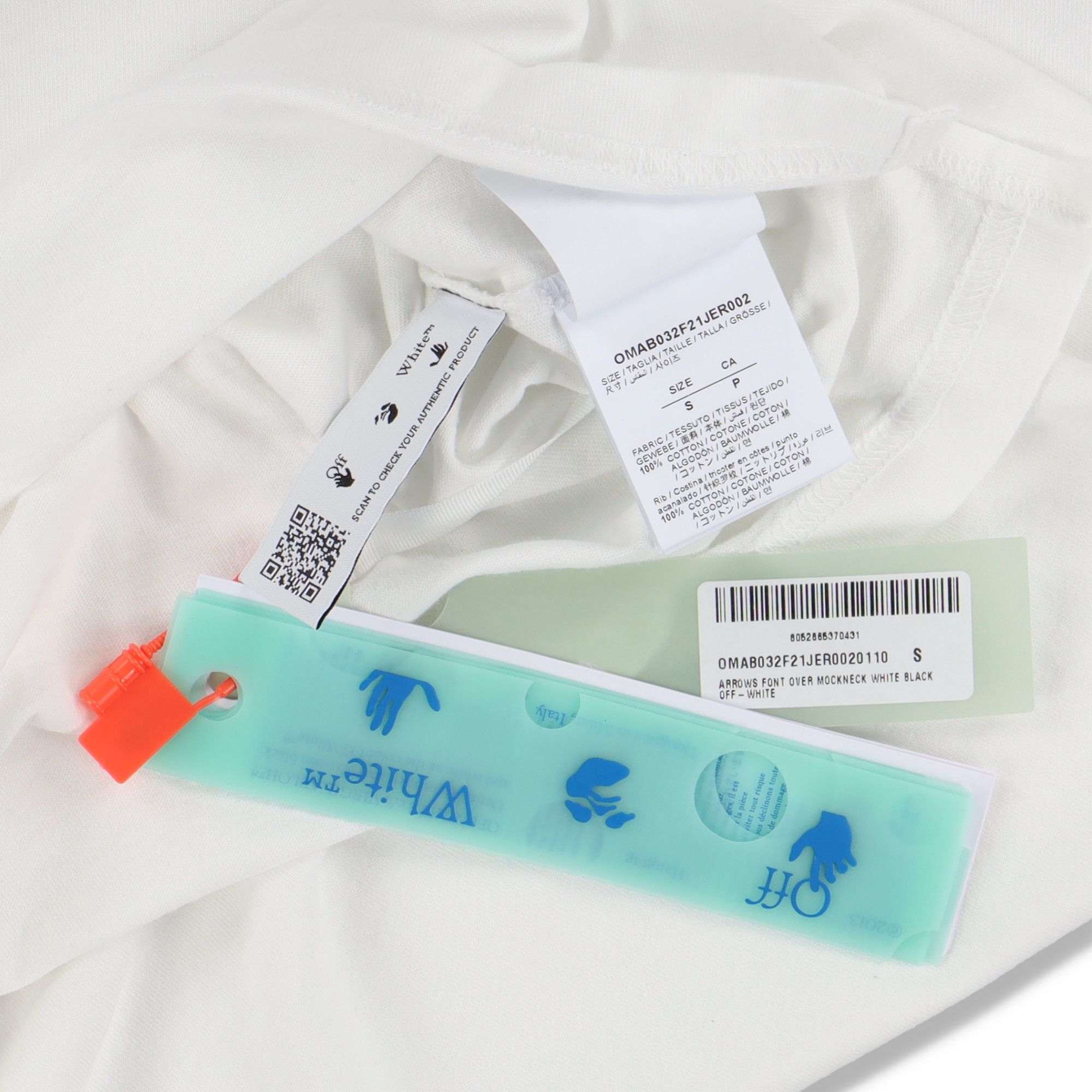 Off-White White Arrows Font Oversized Long Sleeve Mock Neck T-Shirt Size US S / EU 44-46 / 1 - 6 Thumbnail