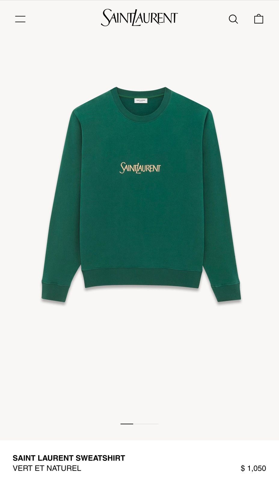 Saint Laurent Paris Saint Laurent Sweatshirt ‘Vert et Naturel’ Size US L / EU 52-54 / 3 - 1 Thumbnail