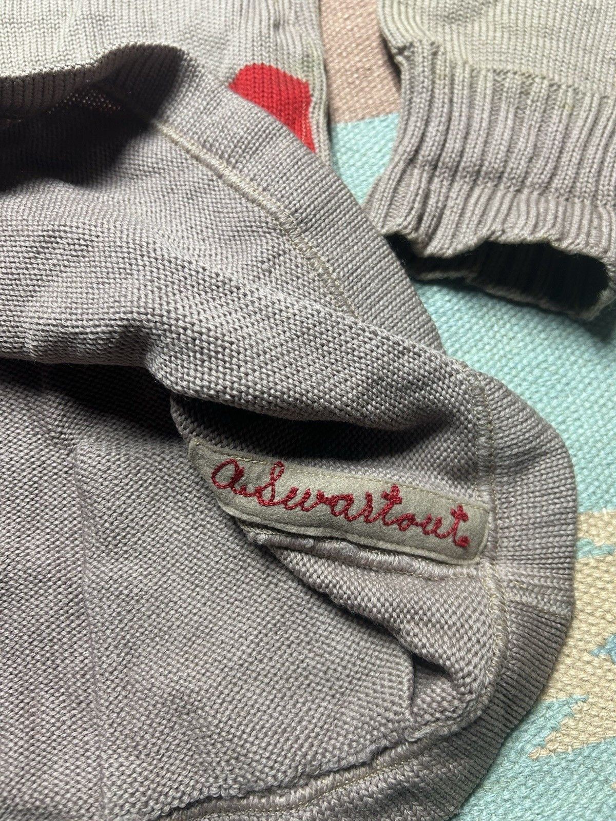 Vintage Vtg 40s wool cardigan sweater Texas 2 tone striped letter L Size US L / EU 52-54 / 3 - 12 Thumbnail