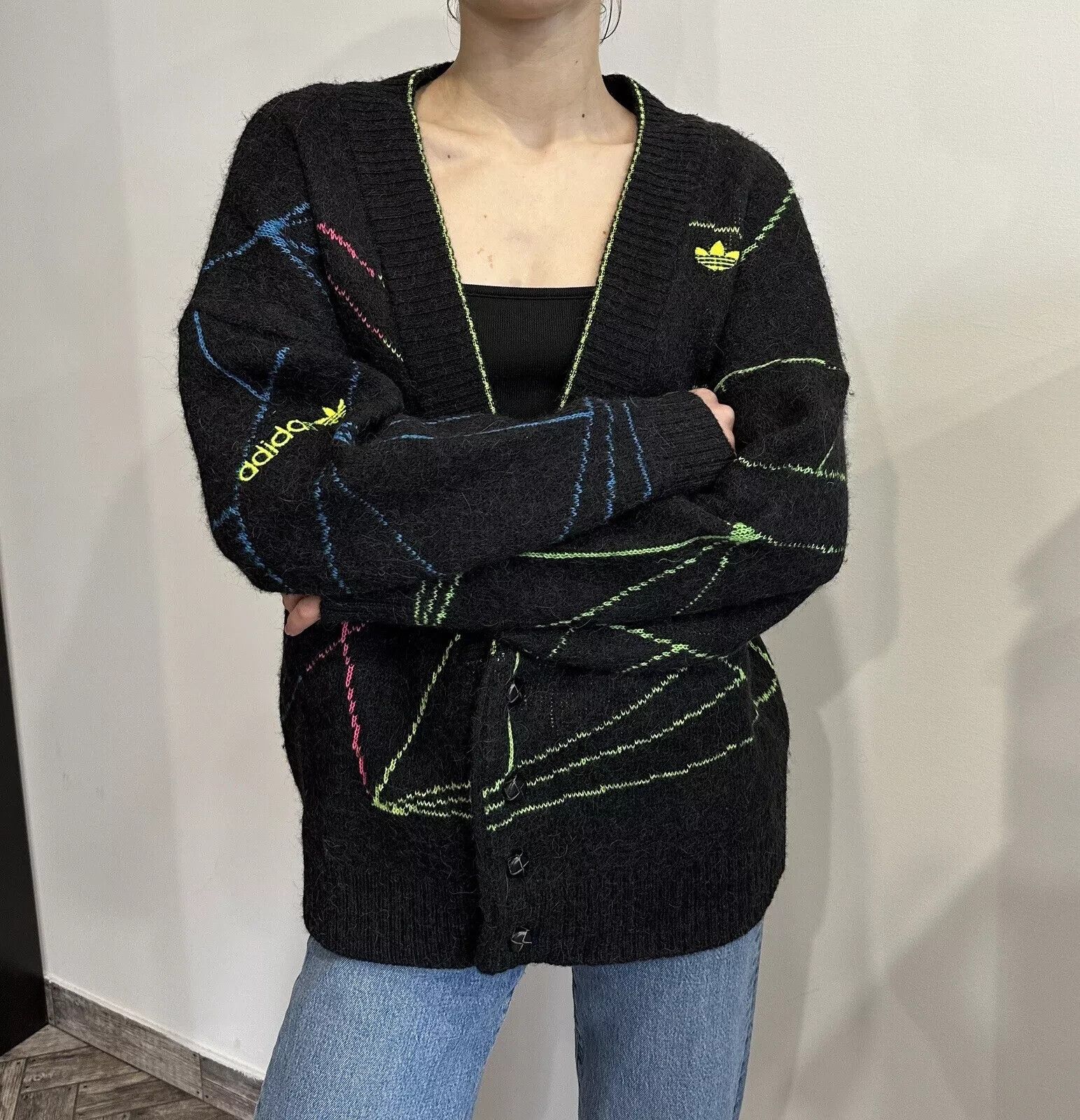 Adidas VINTAGE 80s ADIDAS WOOL CARDIGAN SWEATER WOMENS AUSTRIA Size M / US 6-8 / IT 42-44 - 2 Thumbnail