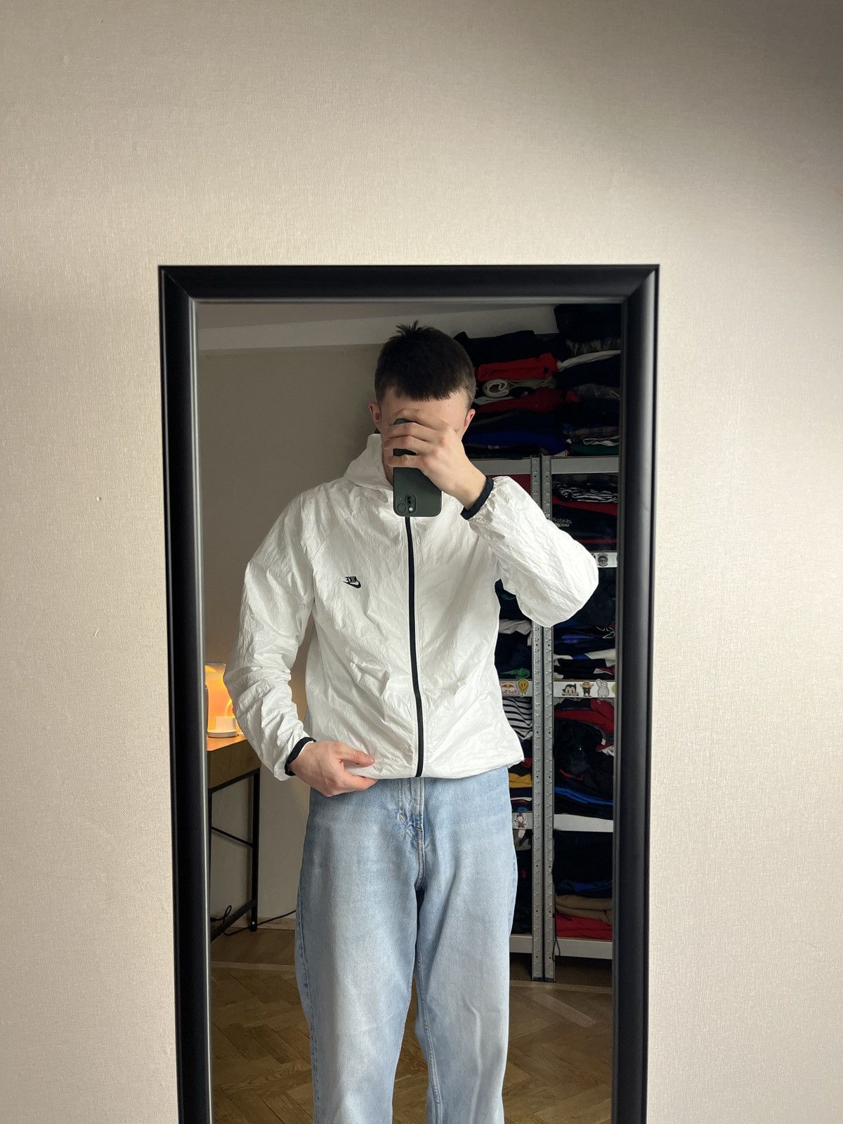Nike × Vintage Vintage Nike Lightweight White Swoosh Nylon Packable Jacket Size US M / EU 48-50 / 2 - 2 Thumbnail
