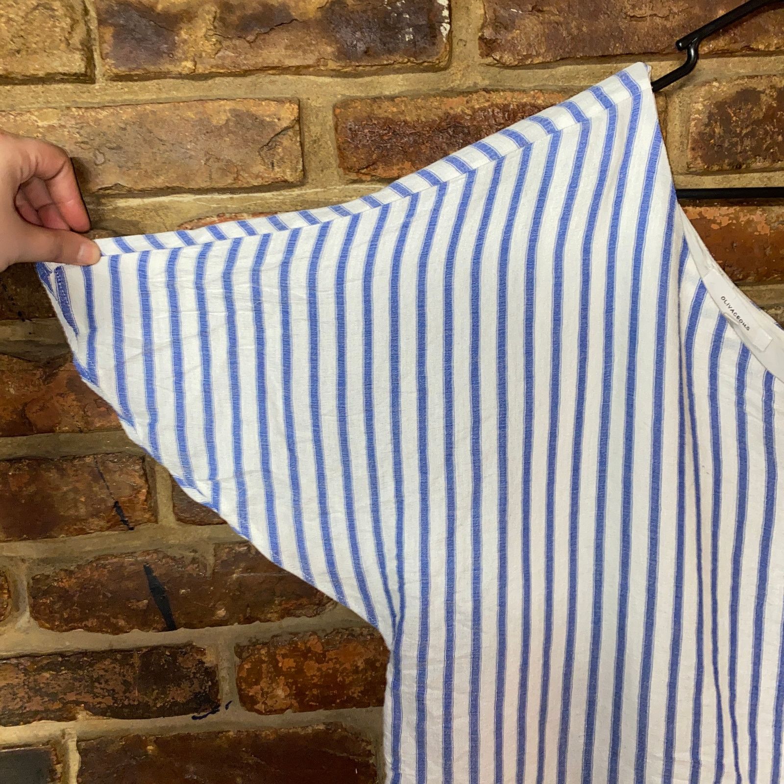 Other Olivaceous Blue White Striped One Shoulder Blouse Size Small Size S / US 4 / IT 40 - 2 Thumbnail