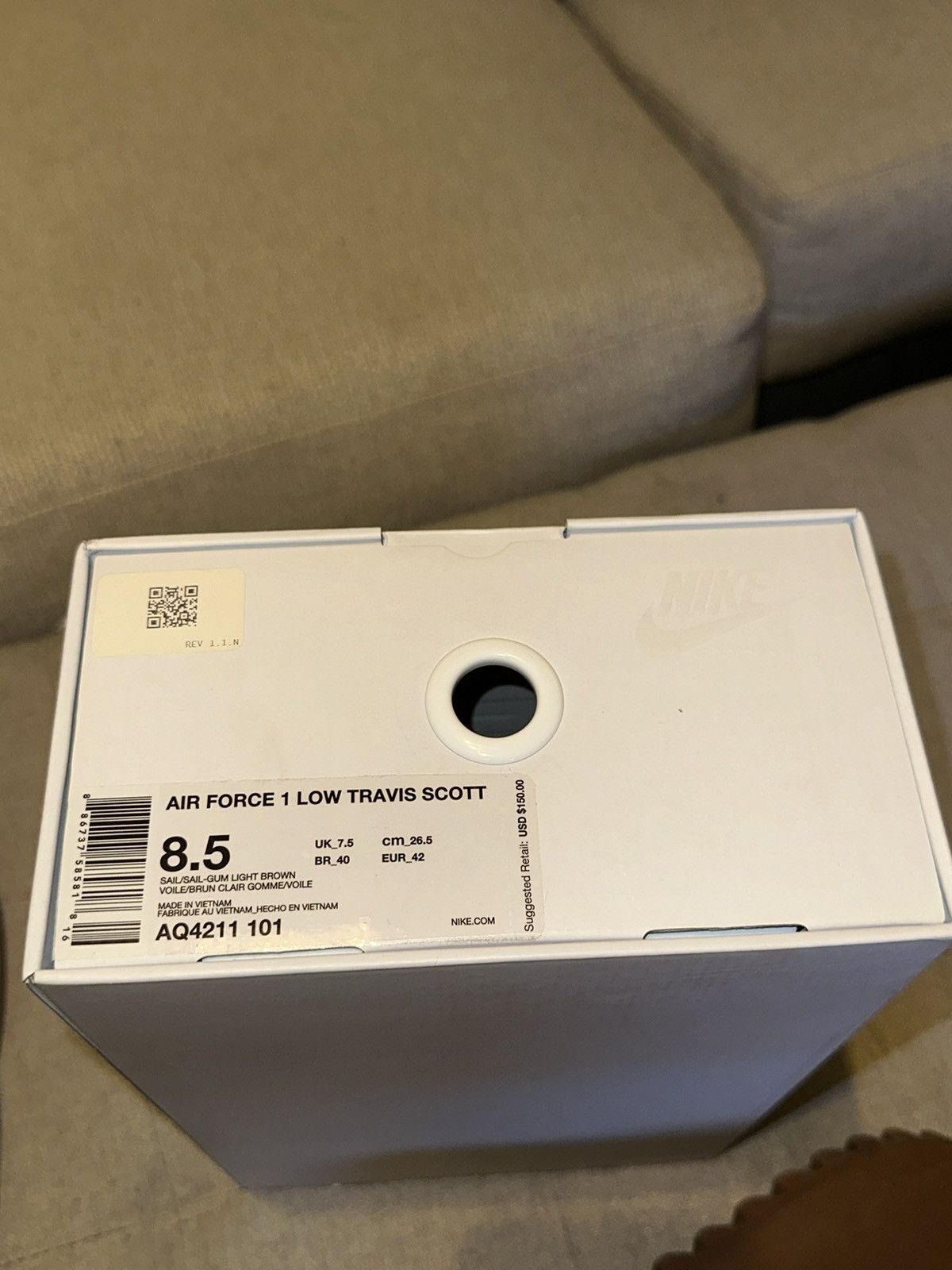 Nike × Travis Scott Nike Air Force 1 Low Travis Scott Sail Size 8.5 Size US 8.5 / EU 41-42 - 15 Thumbnail