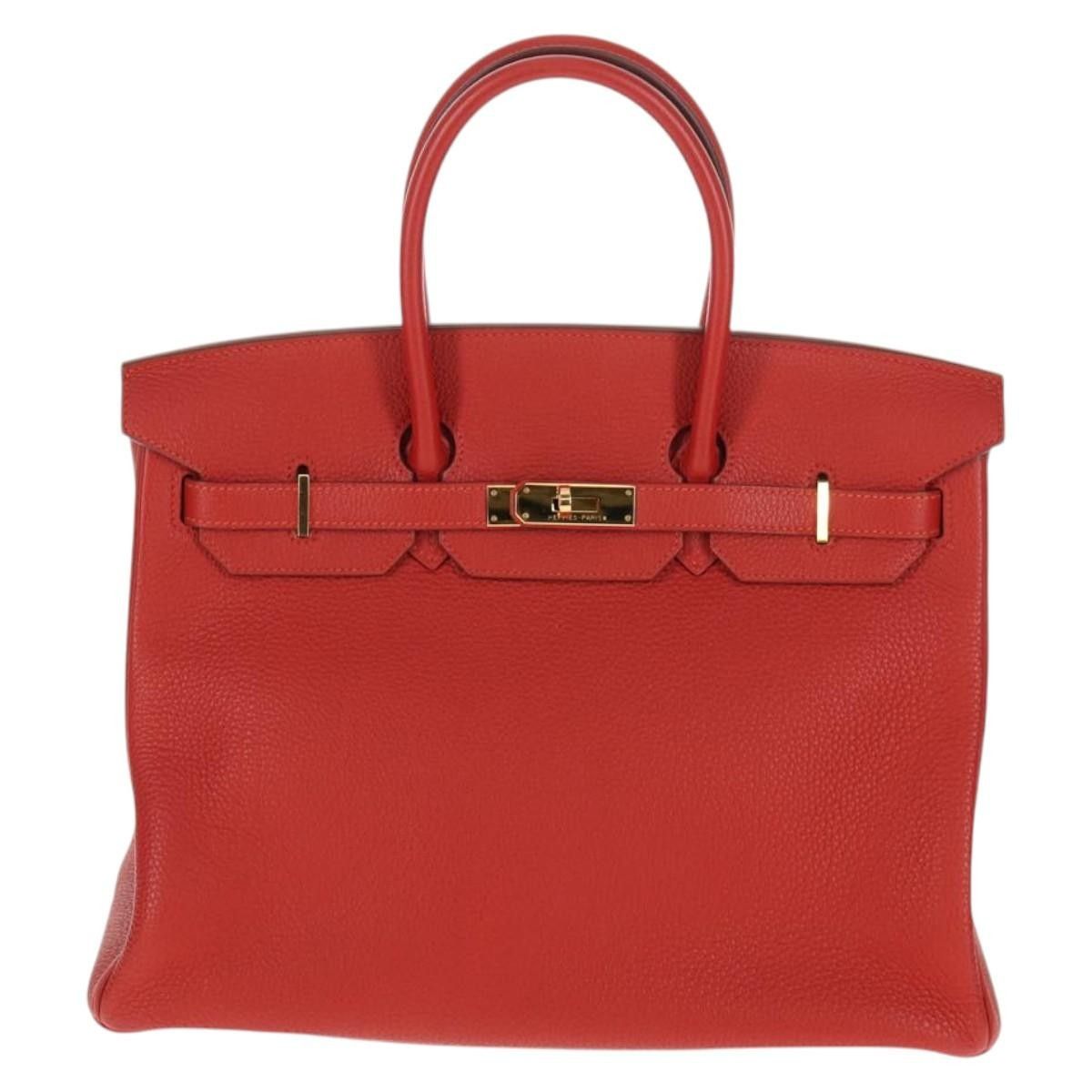 Hermes Hermes Birkin Handbag Red Togo with Gold Hardware Size ONE SIZE - 1 Thumbnail