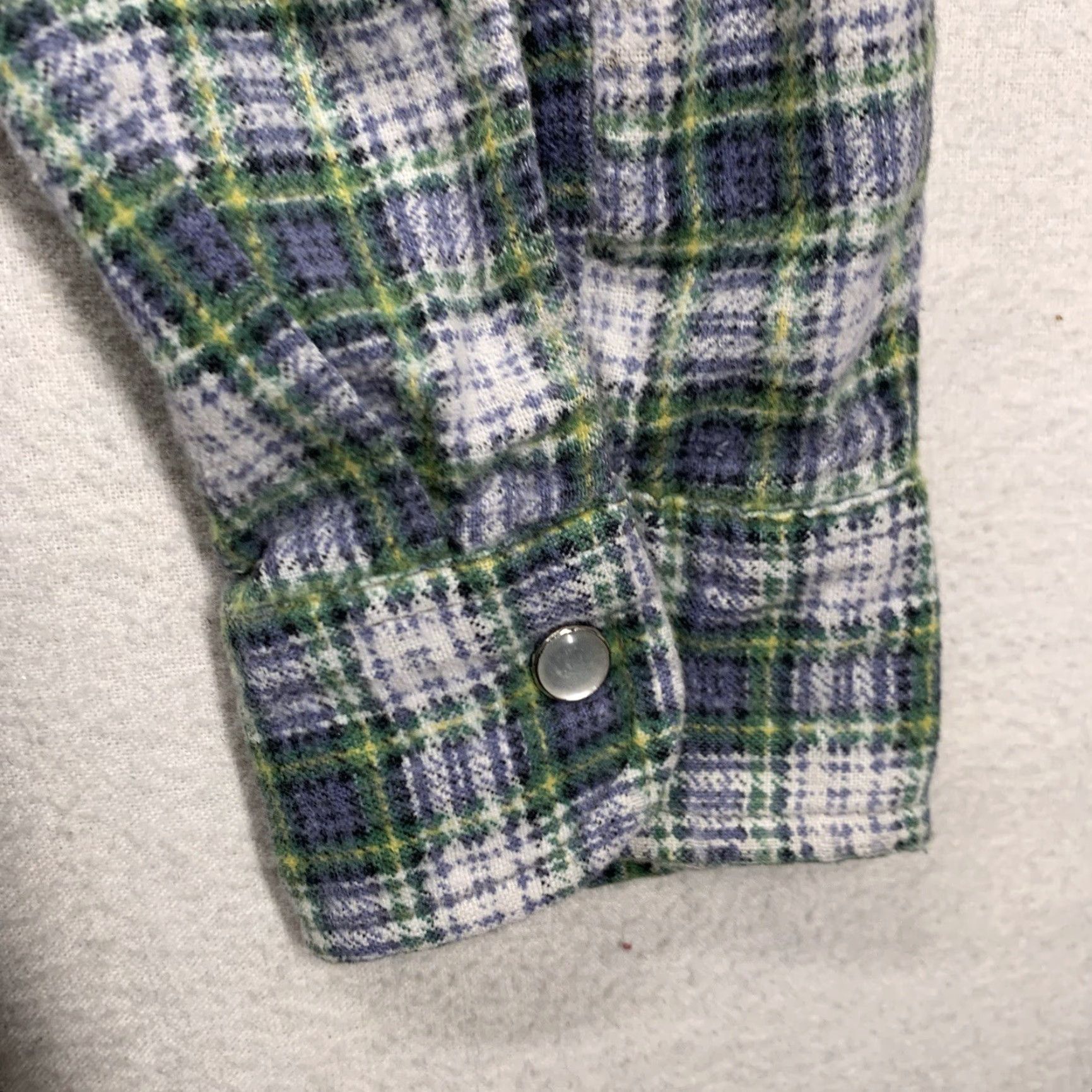 Haband VINTAGE 90s Haband Pearl Snap Plaid Flannel Shirt White Blue Green Medium Men Size US M / EU 48-50 / 2 - 5 Thumbnail
