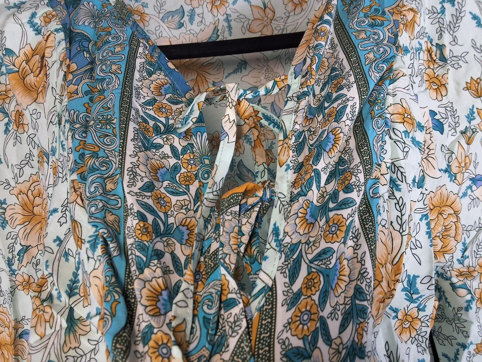 Other ShirtAnna-Kaci Boho Floral Peasant Blouse Mint Teal Medium Size M / US 6-8 / IT 42-44 - 2 Thumbnail