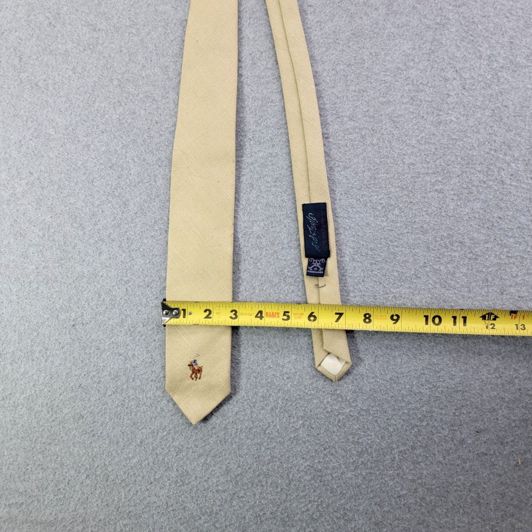Polo Ralph Lauren Polo By Ralph Lauren Tie Mens One Size Beige Linen Skinny Slim Embroidered Logo Size US M / EU 48-50 / 2 - 6 Thumbnail