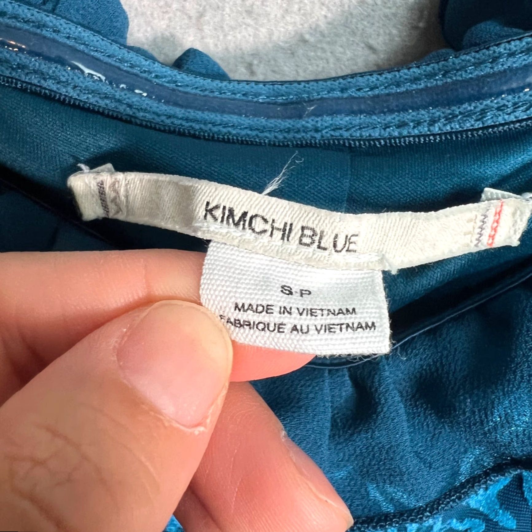 Vintage Kimchi Blue Womens Small Teal Floral Textured Sleeveless Dress W/ Ruffle Details Dress Size S / US 4 / IT 40 - 3 Thumbnail